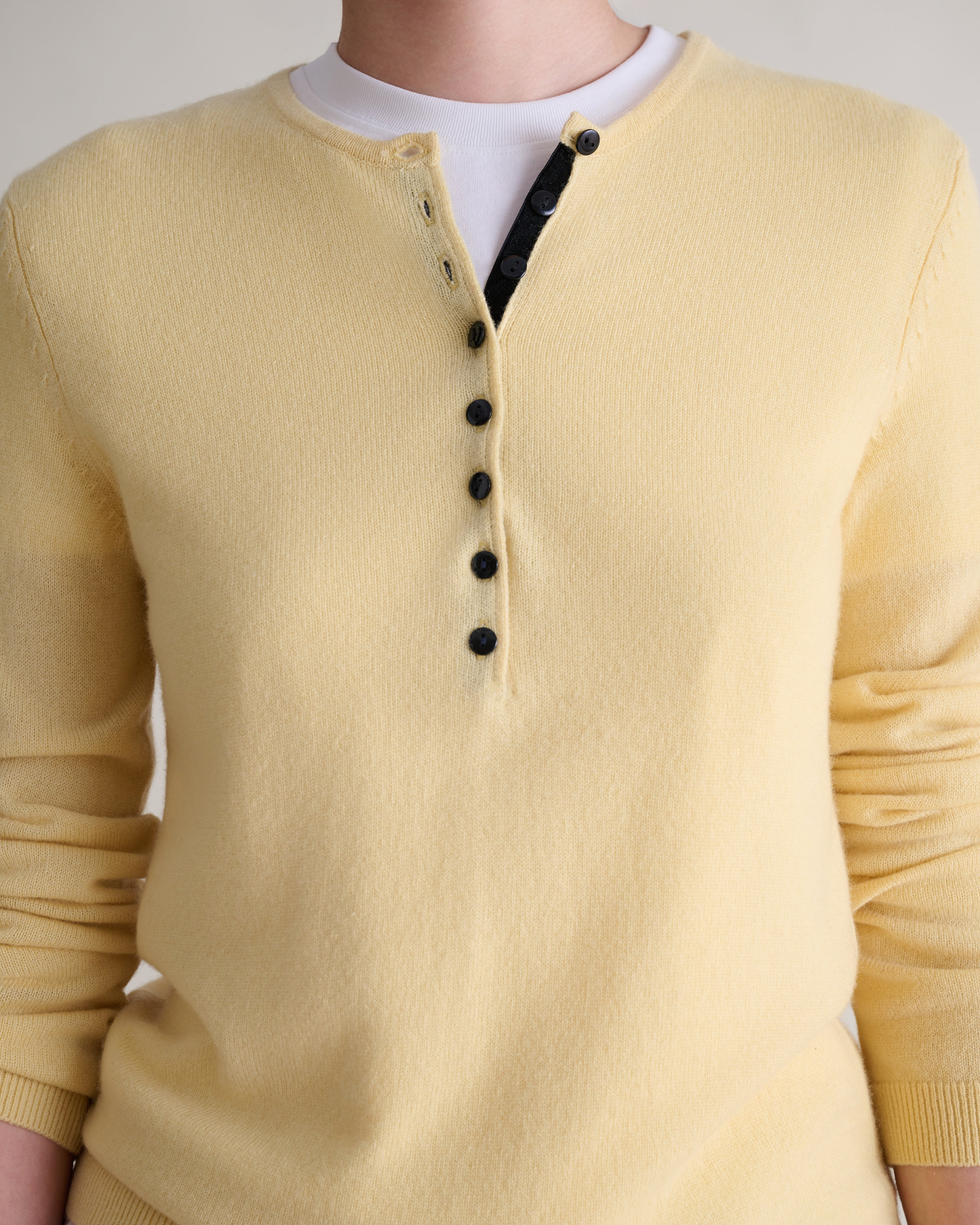 Women's Cashmere Merino Henley Jumper - Citrine