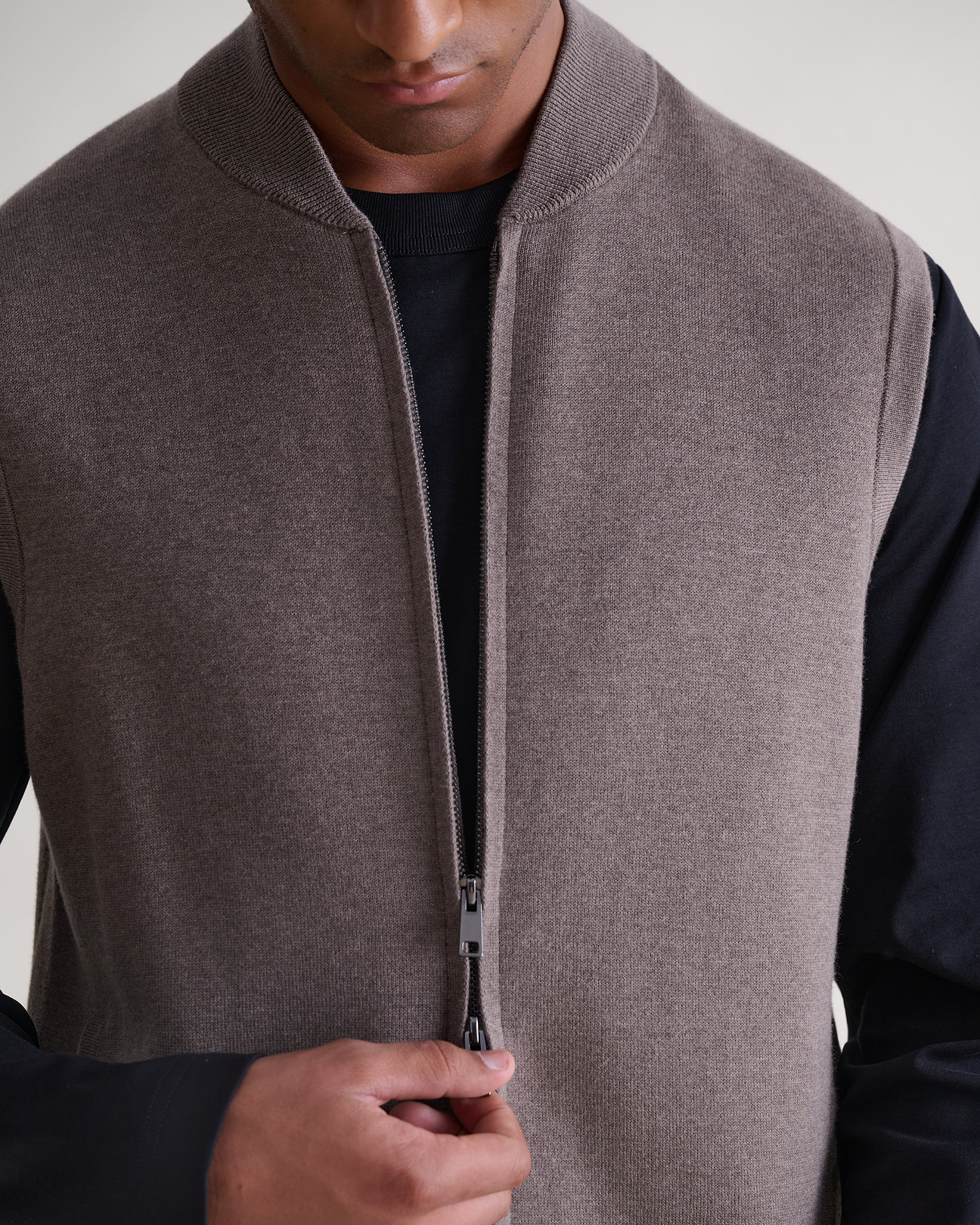 Gunmetal two-way zip