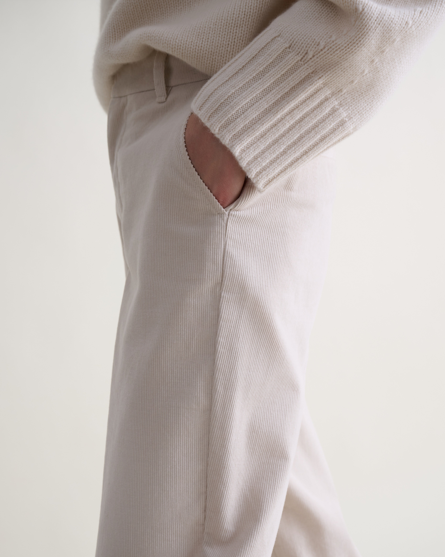 Women's Corduroy Wide Leg Trouser - Bone