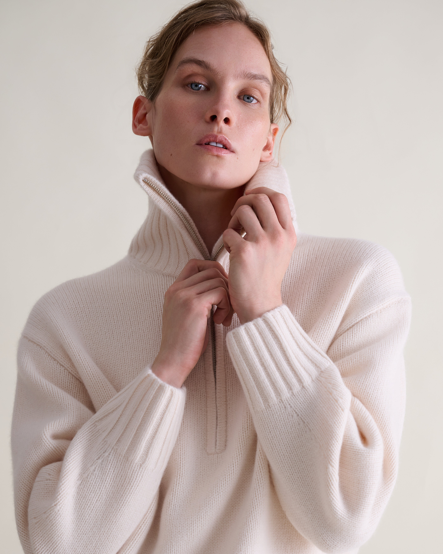 Women's Wool 1/4 Zip Jumper - Buttermilk