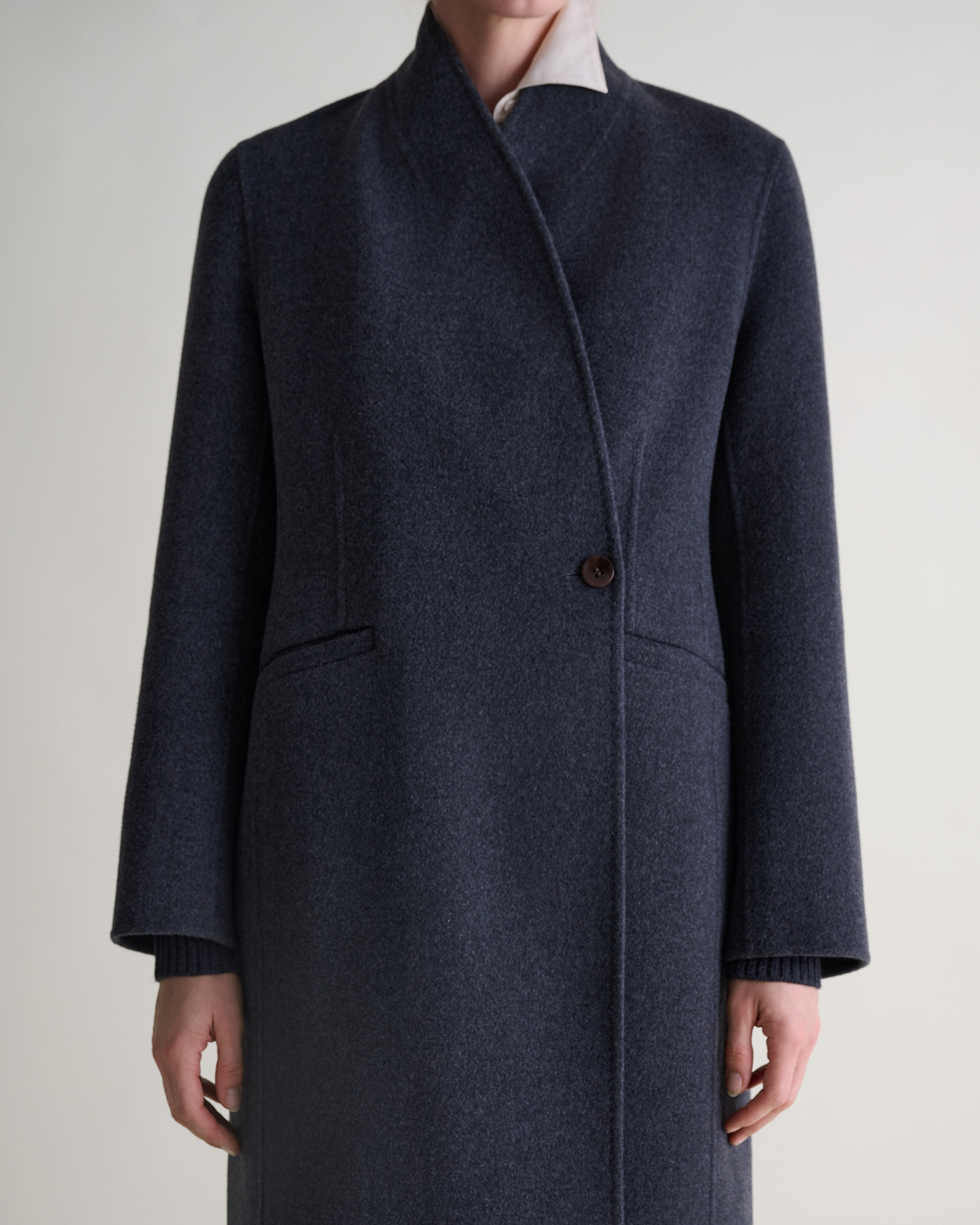 Women's Cashmere Wool Wrap Coat - Charcoal