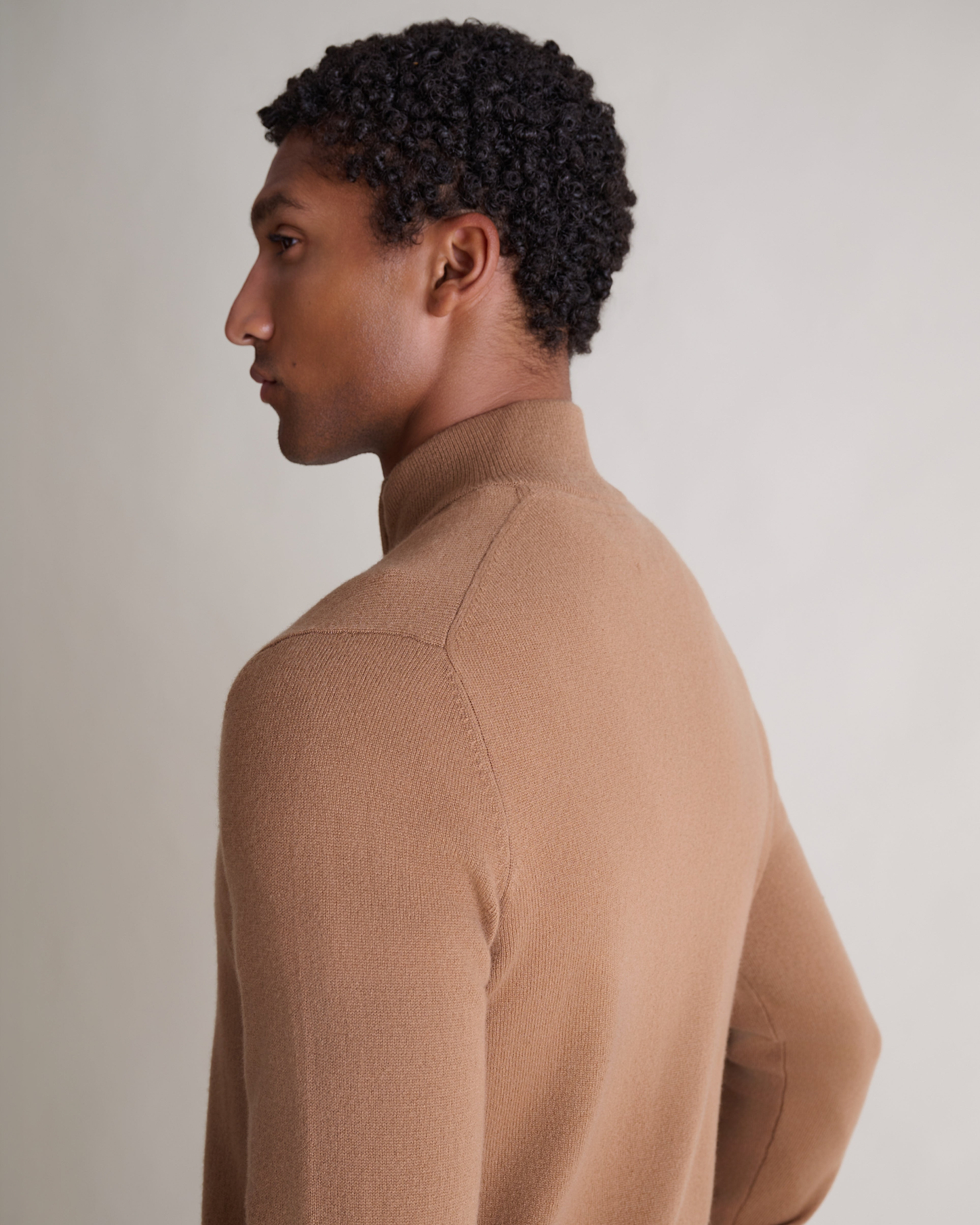 Men's Finest Cashmere 1/4 Zip Jumper - Deep Camel