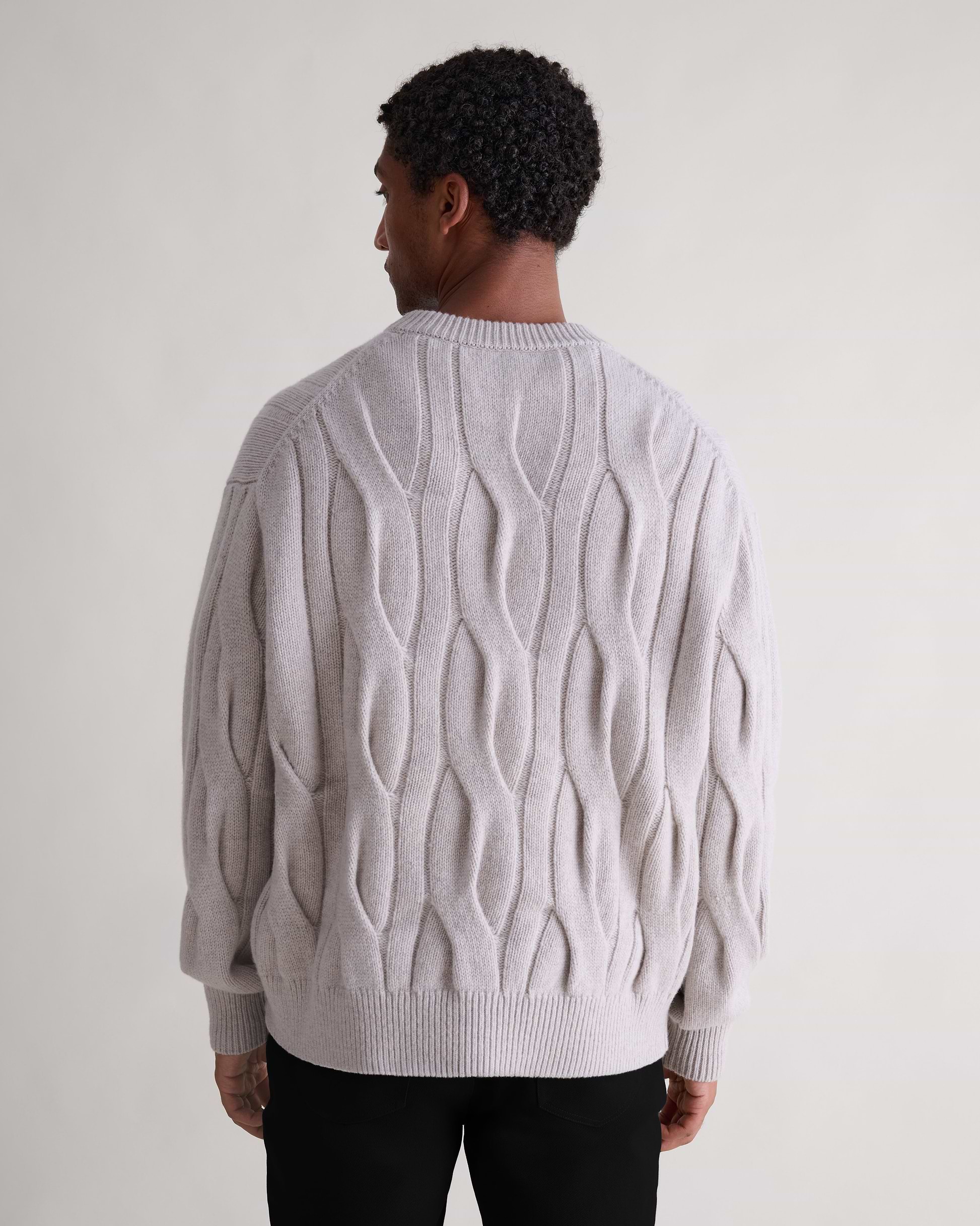 Lambswool Cable Knit Crew Neck Jumper - Bone