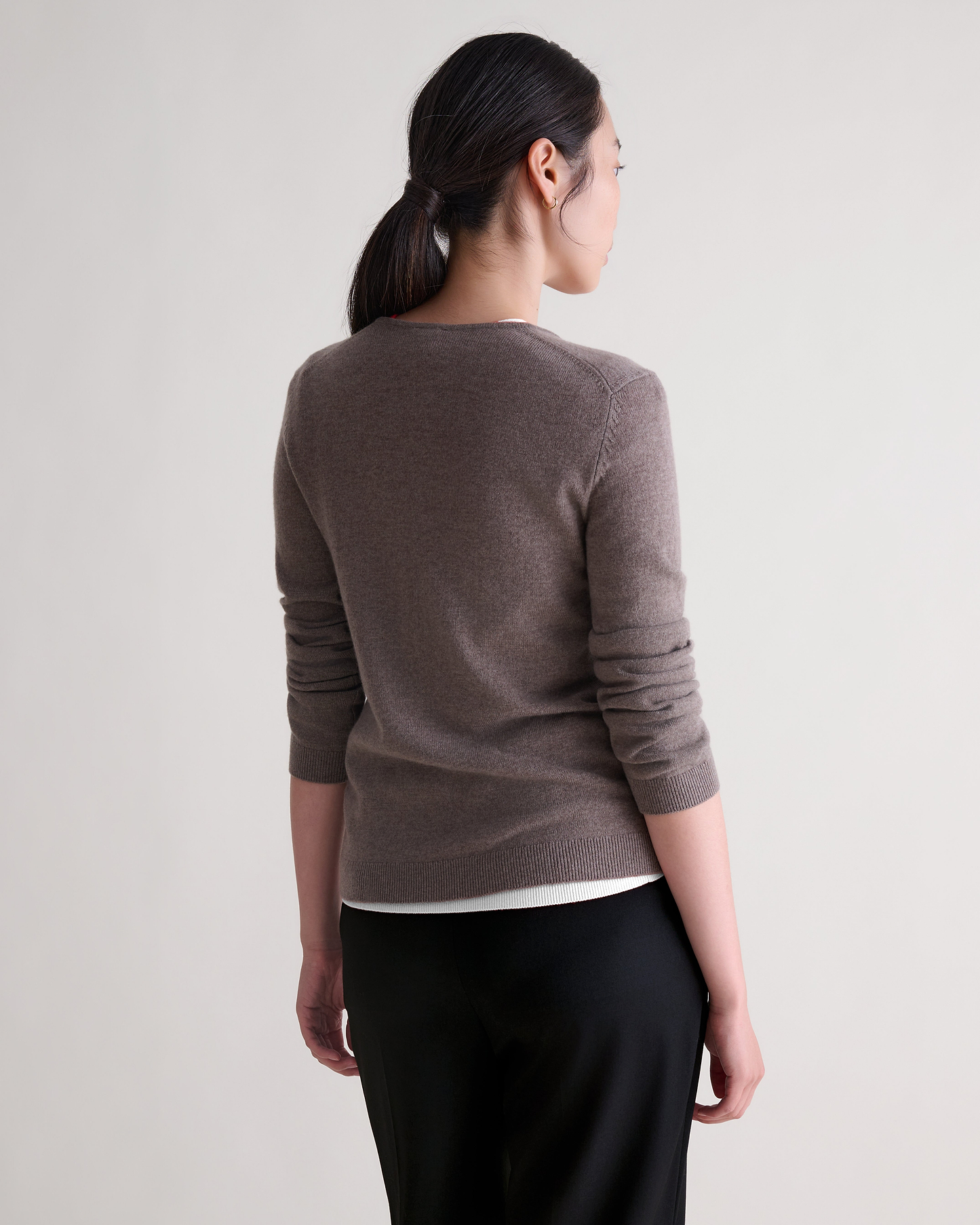 Women's Cashmere Merino Henley Jumper - Mole