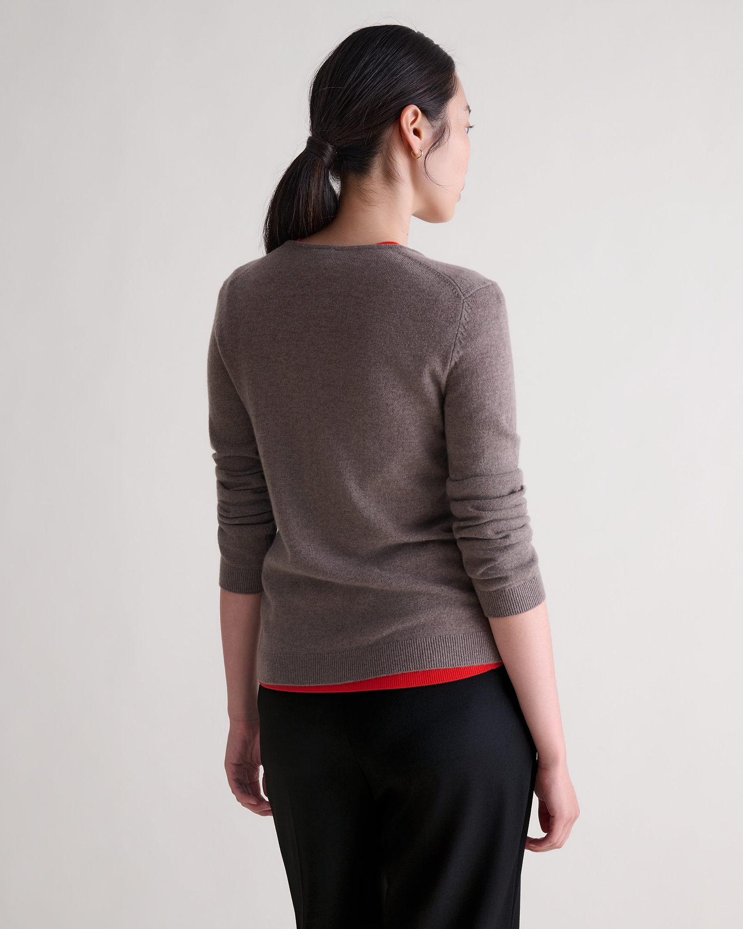 Women's Cashmere Merino Henley Jumper - Mole