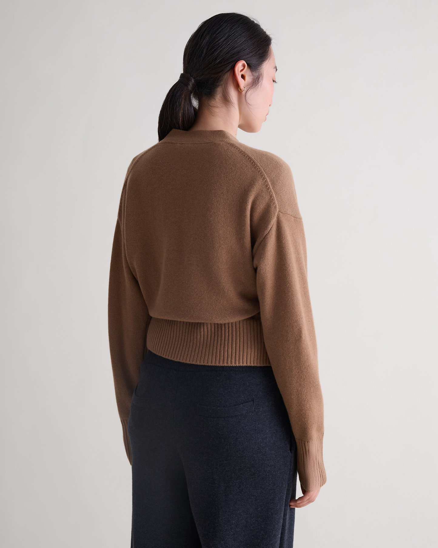 Women's Cashmere Merino Wrap Jumper - Deep Camel
