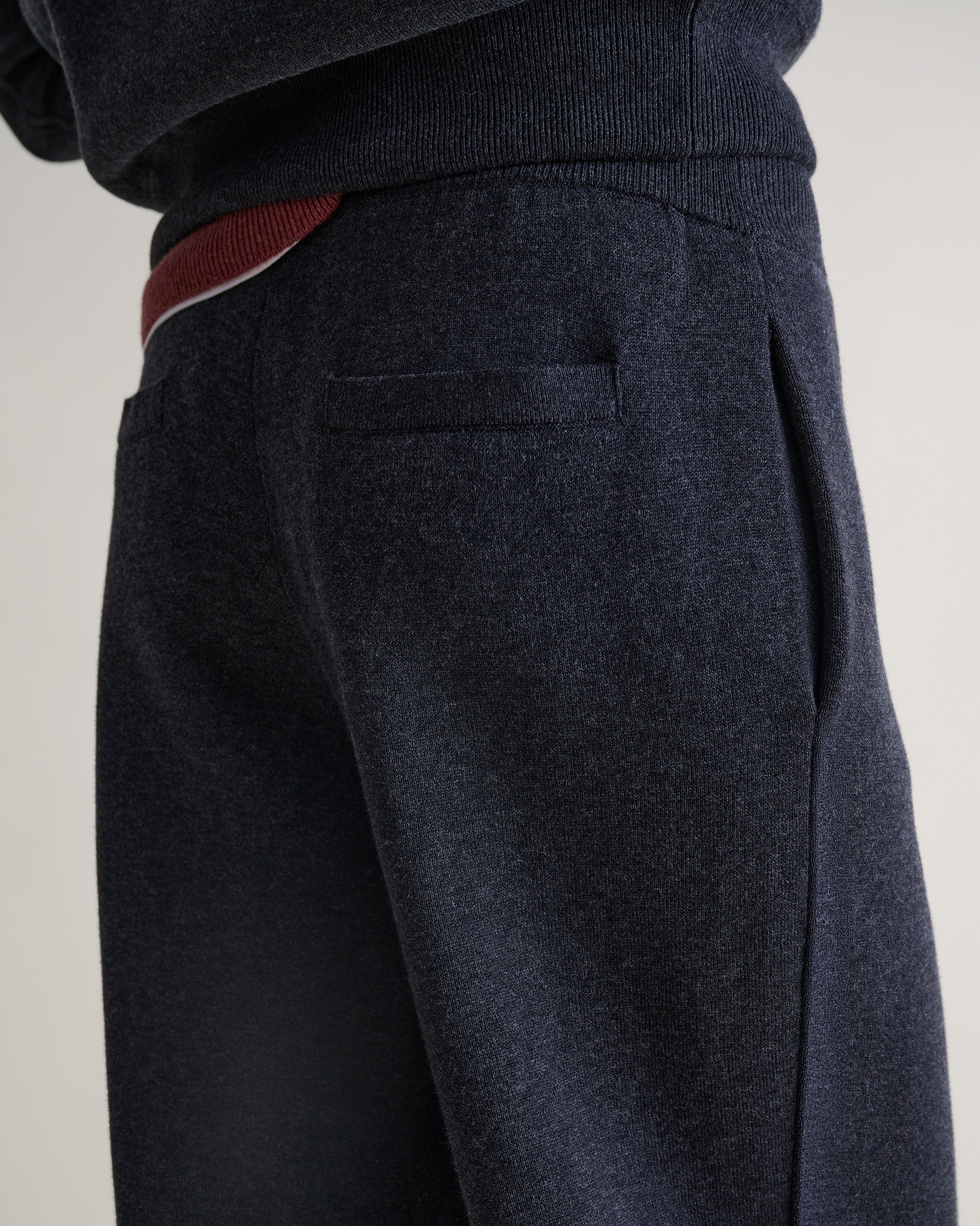 Women's Merino Cotton Tapered Knit Trouser - Graphite/Mid Grey