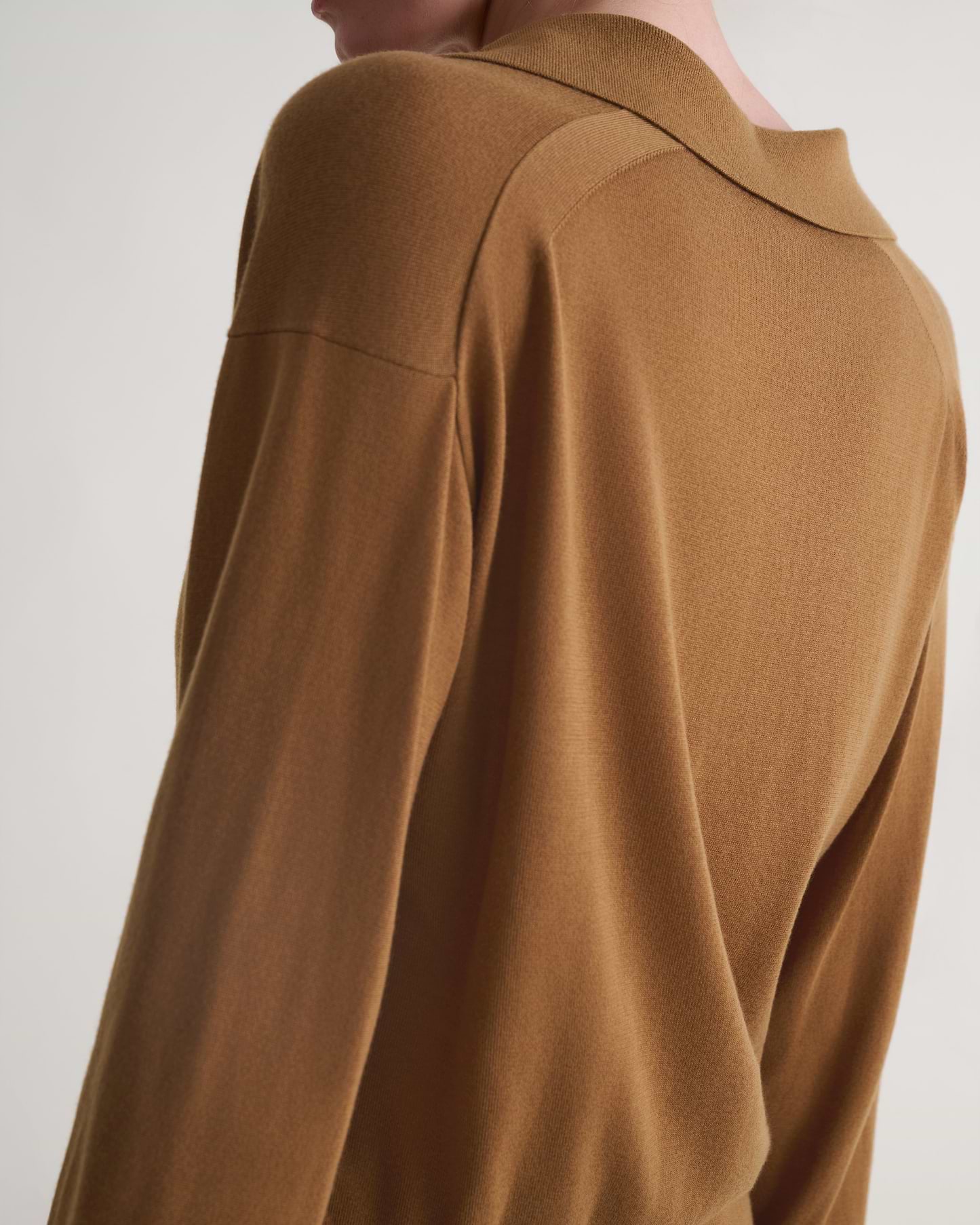 Women's TENCEL™ Cashmere Open Collar Polo - Deep Camel
