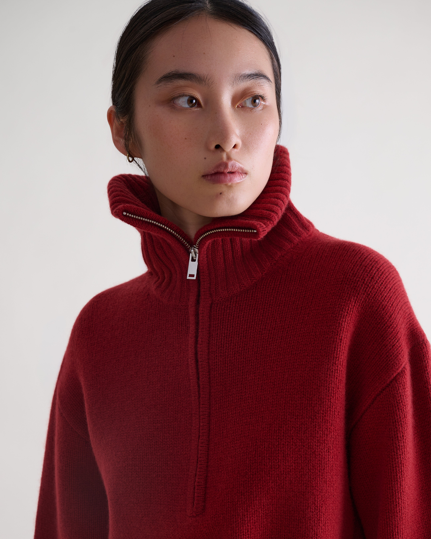 Women's Wool 1/4 Zip Jumper - Russet