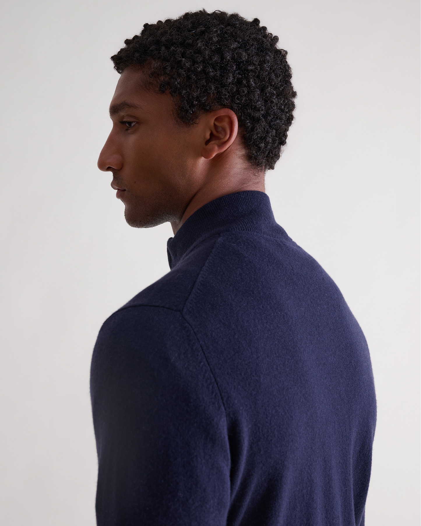 Men's Finest Cashmere 1/4 Zip Jumper - Mood Indigo