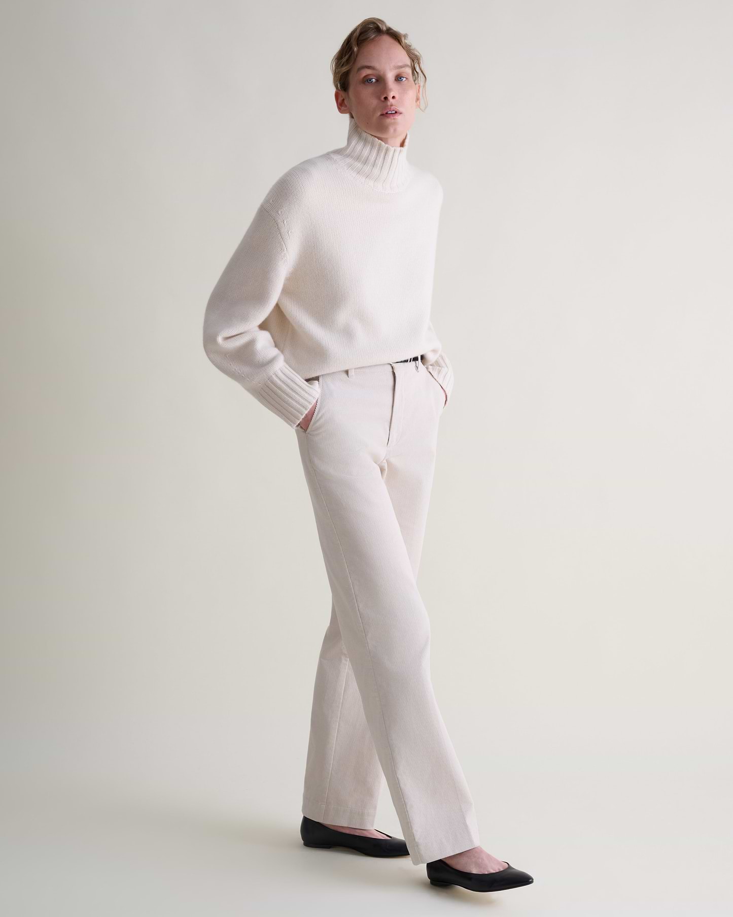 Women's Corduroy Wide Leg Trouser - Bone