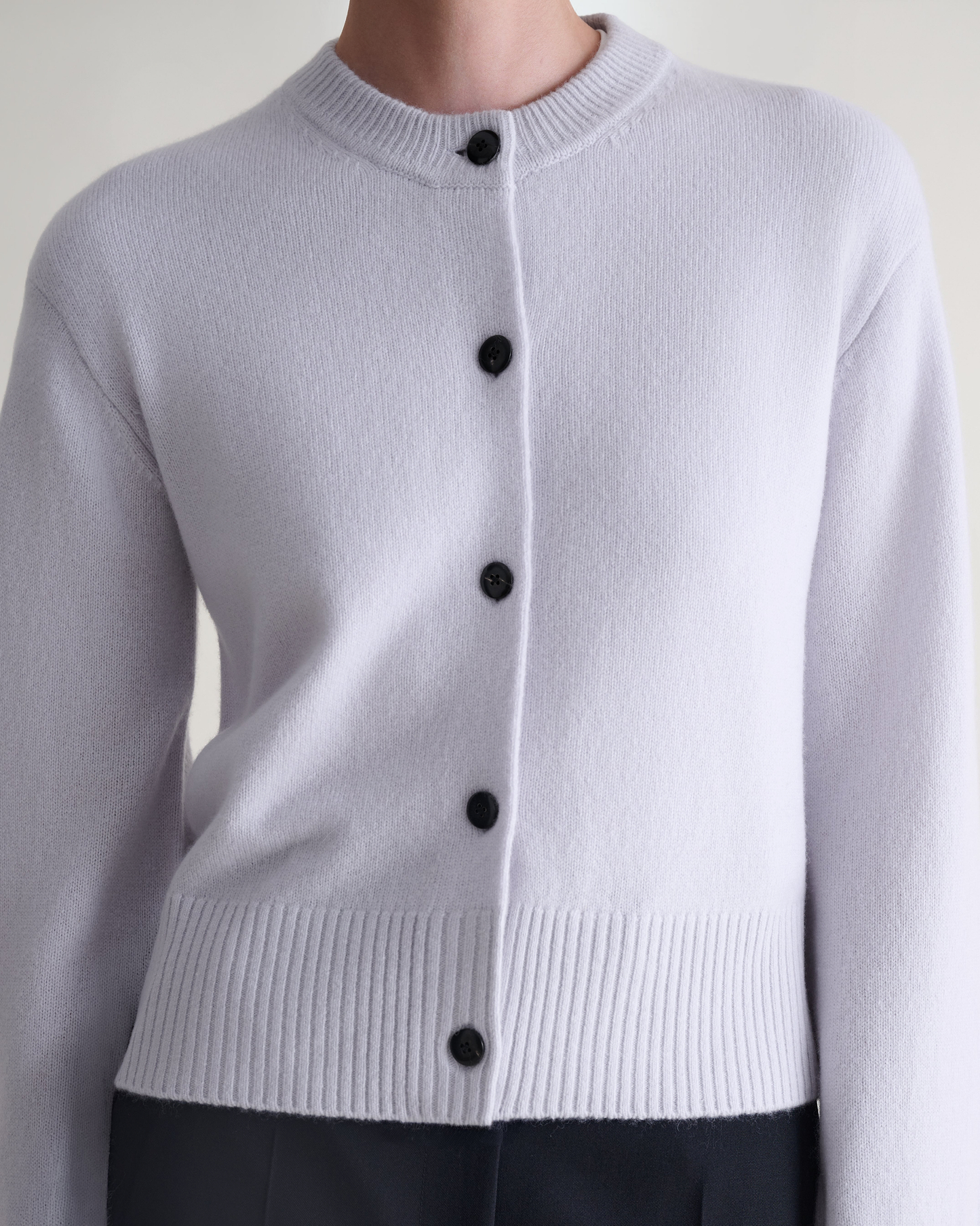 Women's Wool Crew Neck Cardigan - Ice Blue