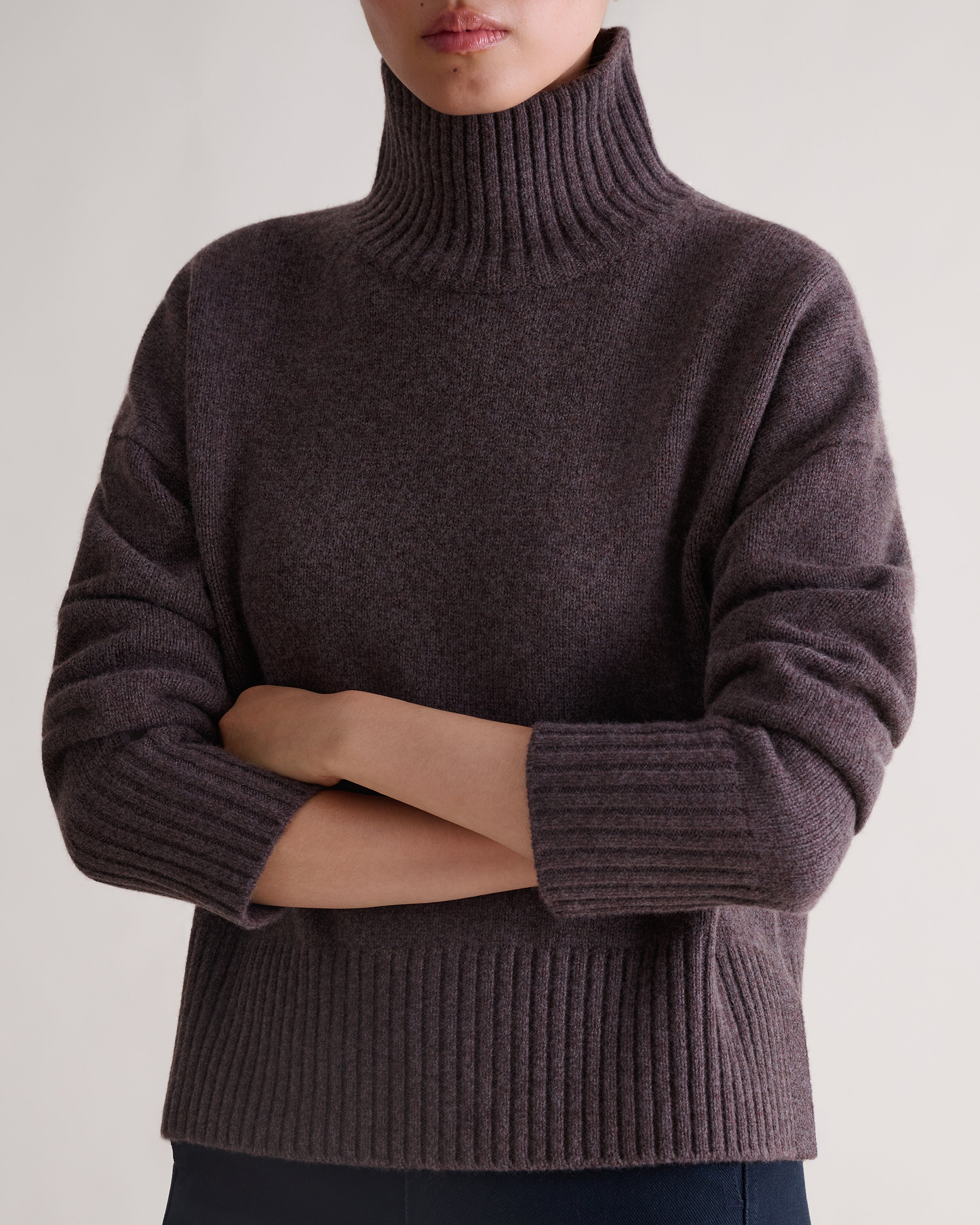 Women's Wool High Neck Jumper - Chocolate