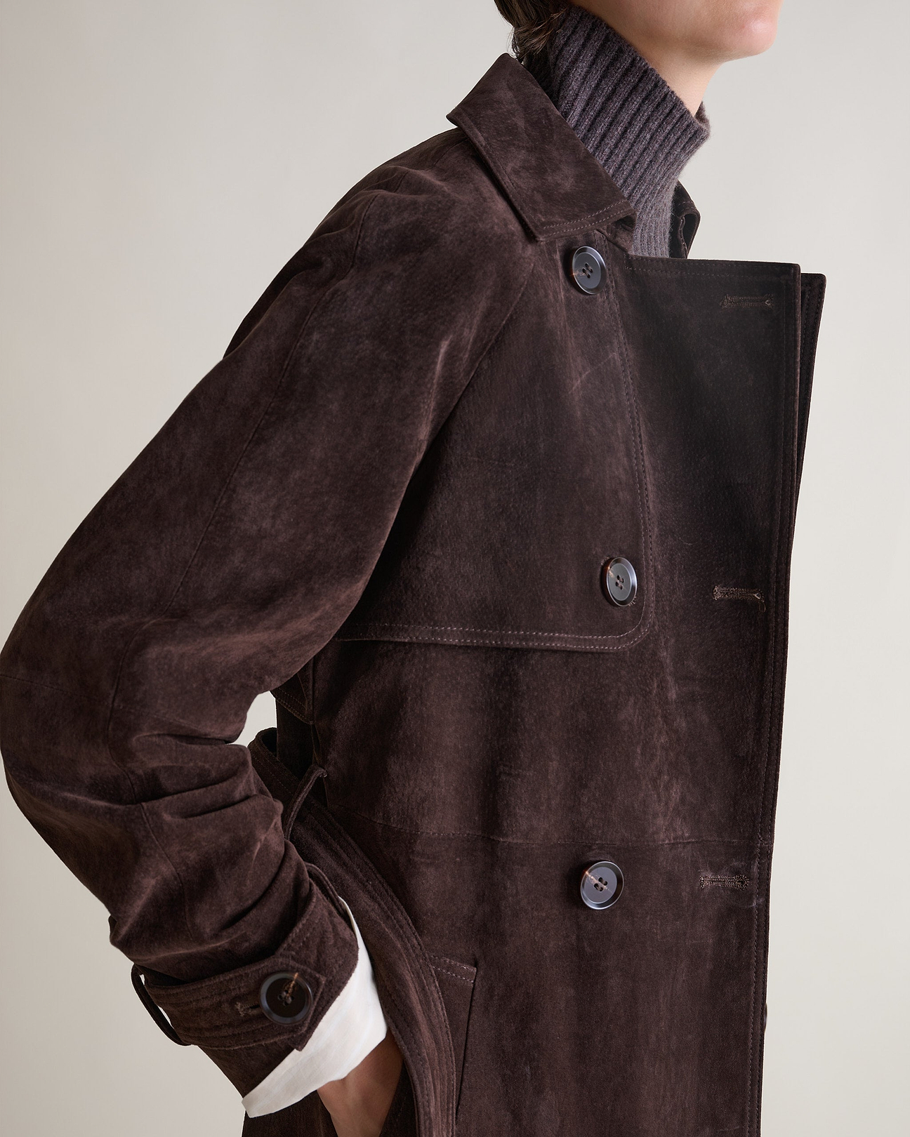 Button tab at cuffs
