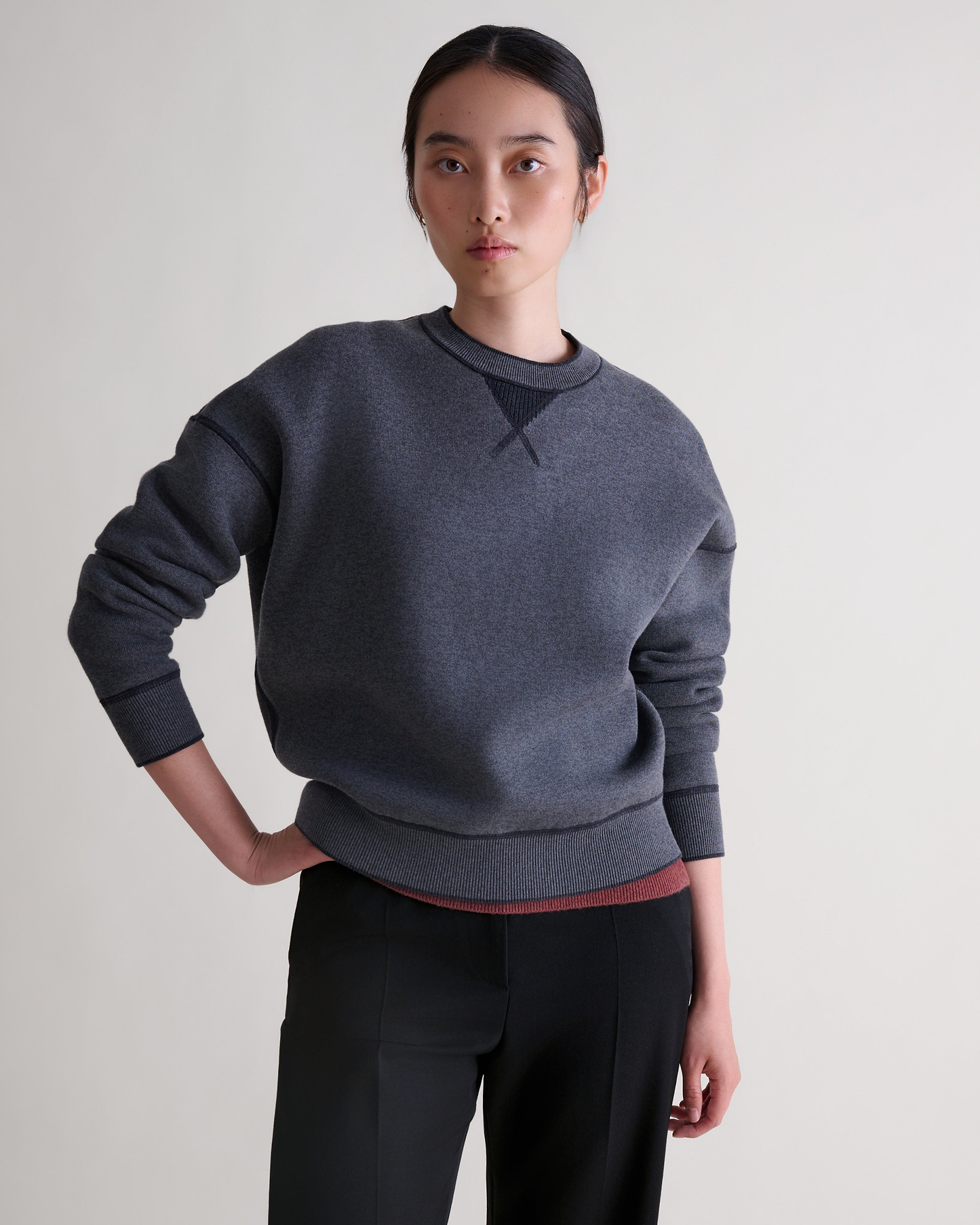 Women's Merino Cotton Reversible Sweatshirt - Graphite/Mid Grey