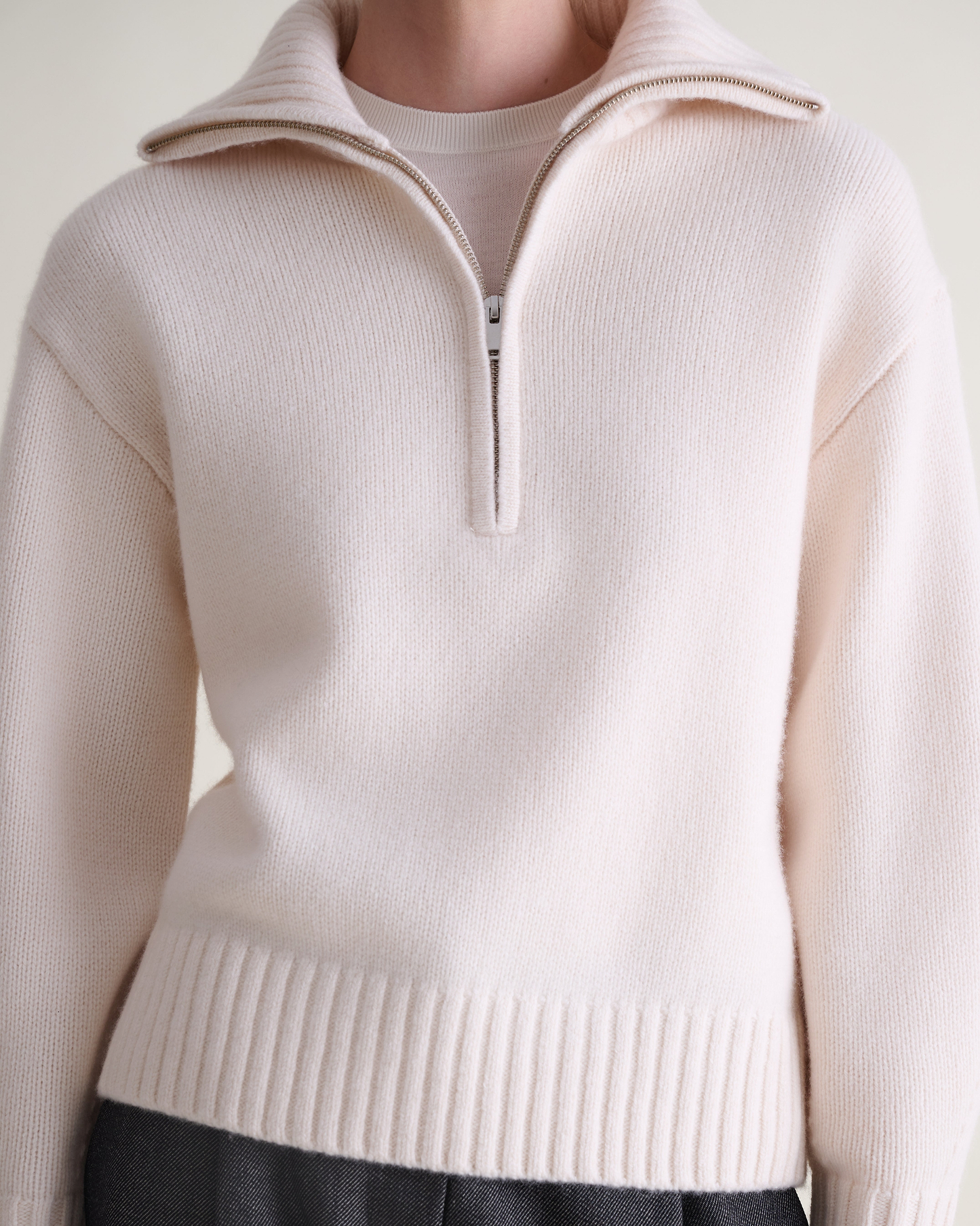 Women's Wool 1/4 Zip Jumper - Buttermilk