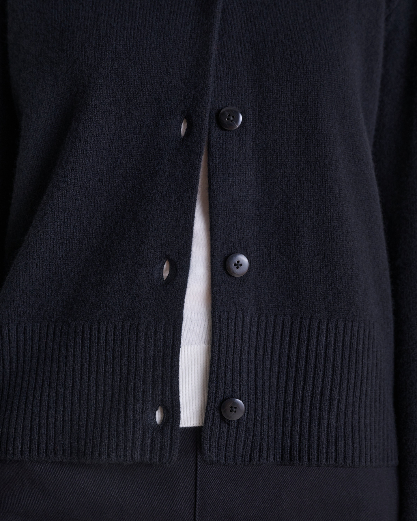 Women's Wool Crew Neck Cardigan - Black