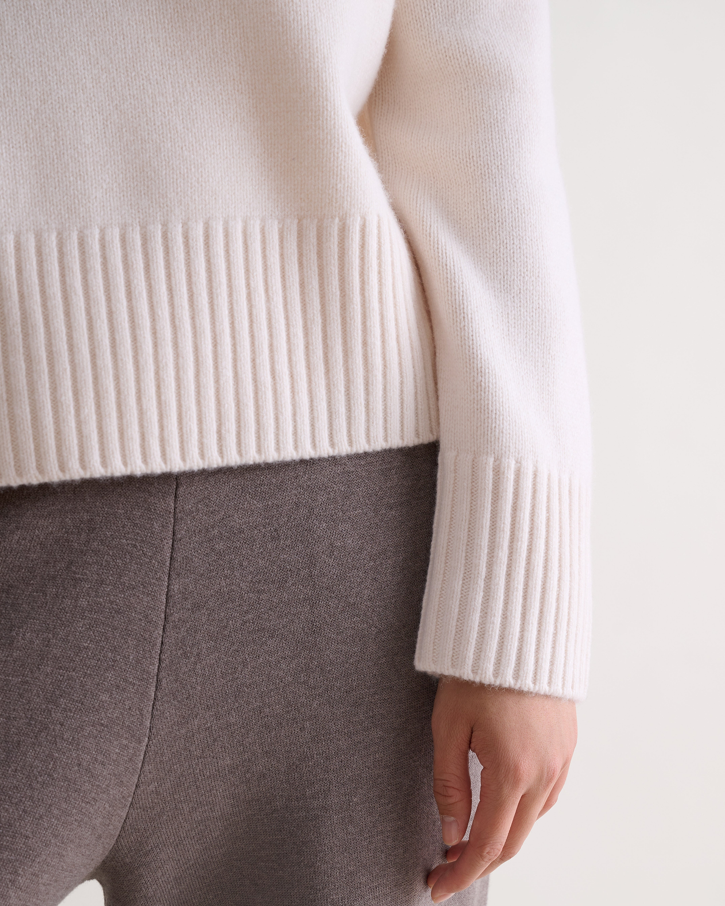 Women's Wool High Neck Jumper - Buttermilk