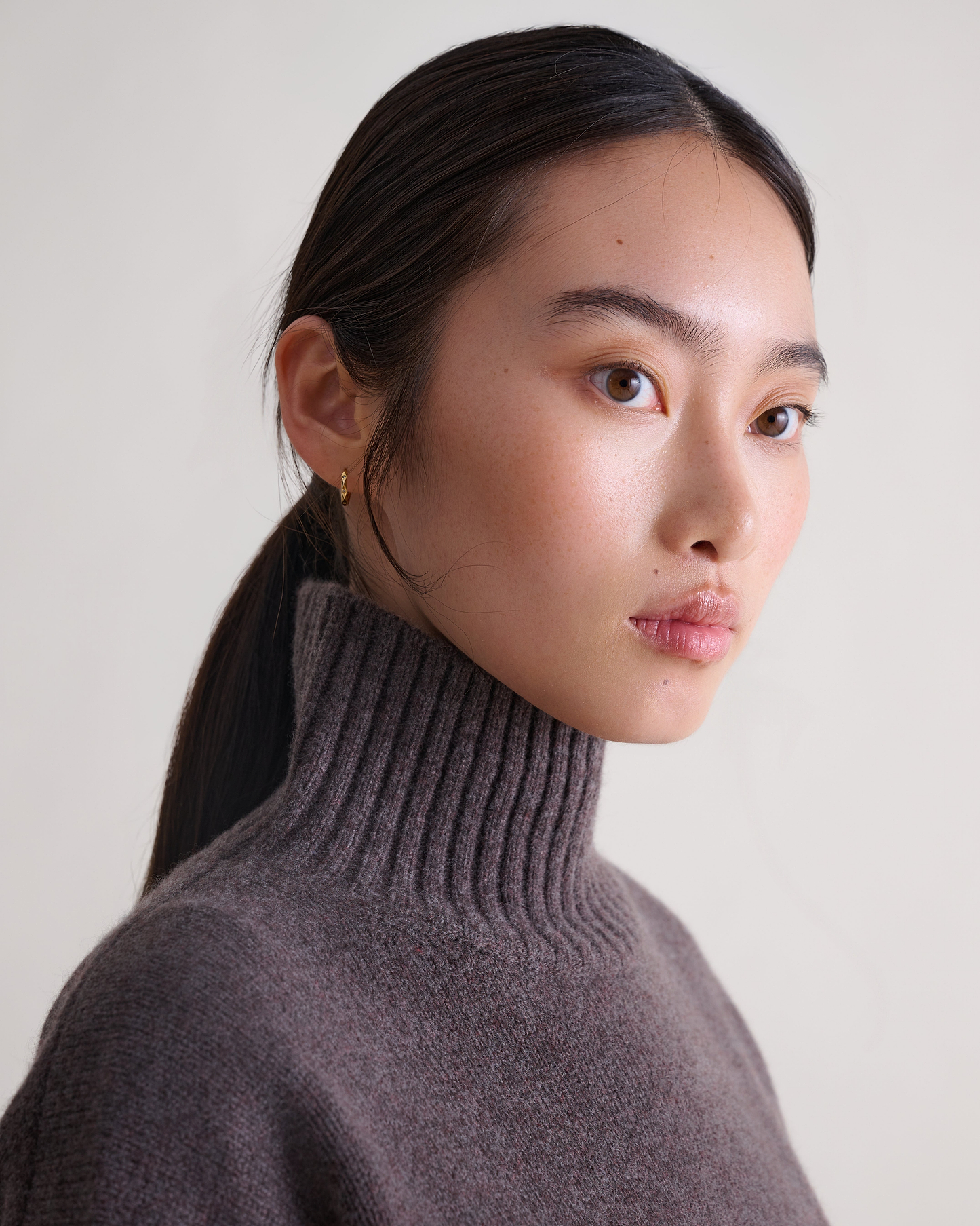 Women's Wool High Neck Jumper - Chocolate