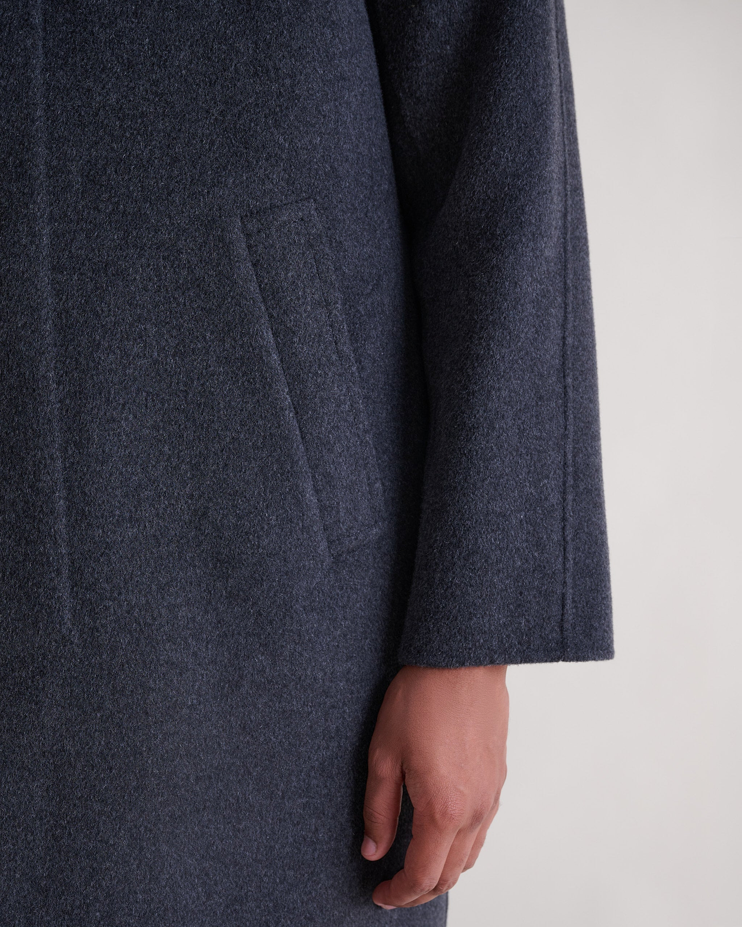 Men's Cashmere Wool Double Faced Wool Car Coat - Charcoal