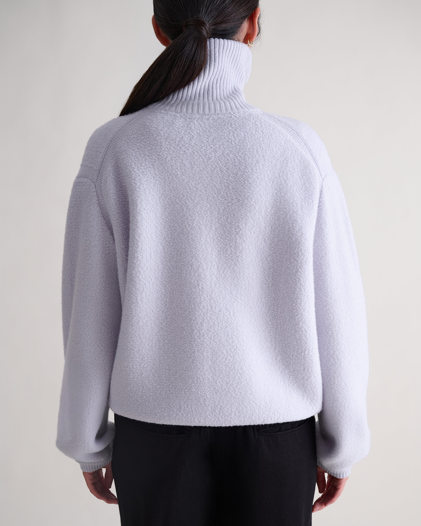 Women's Merino Wool Loop Knit Funnel Neck Jumper - Ice Blue