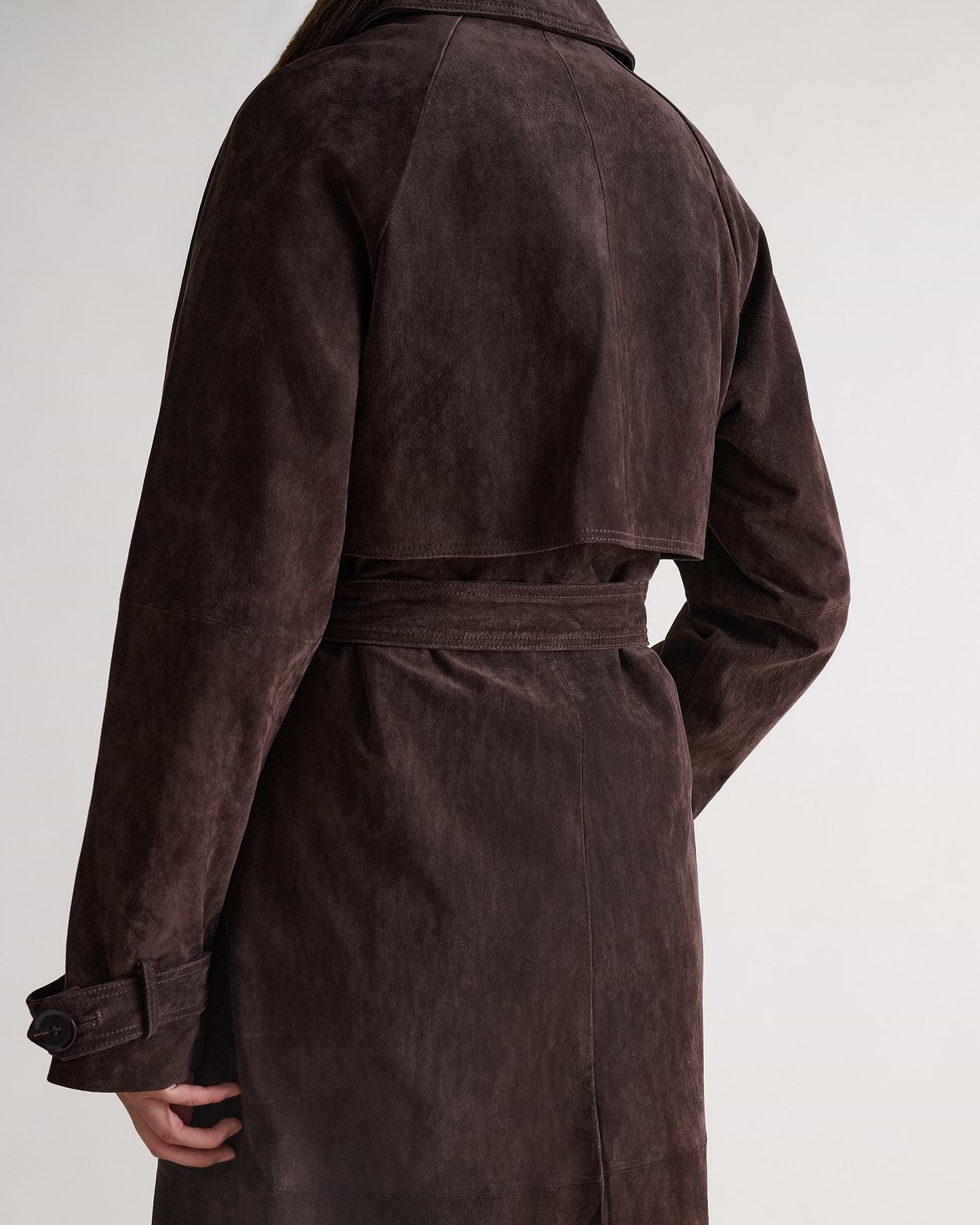 Suede Trench Coat - Chocolate