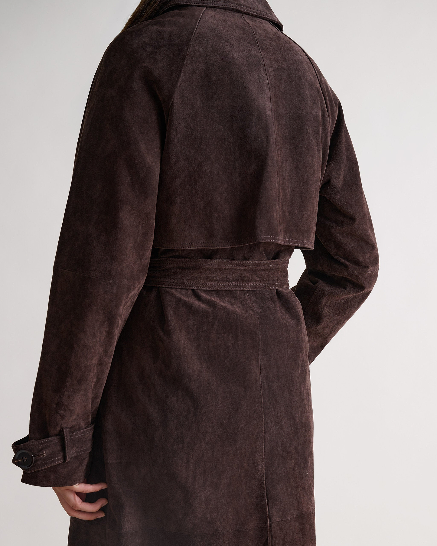 Suede Trench Coat - Chocolate