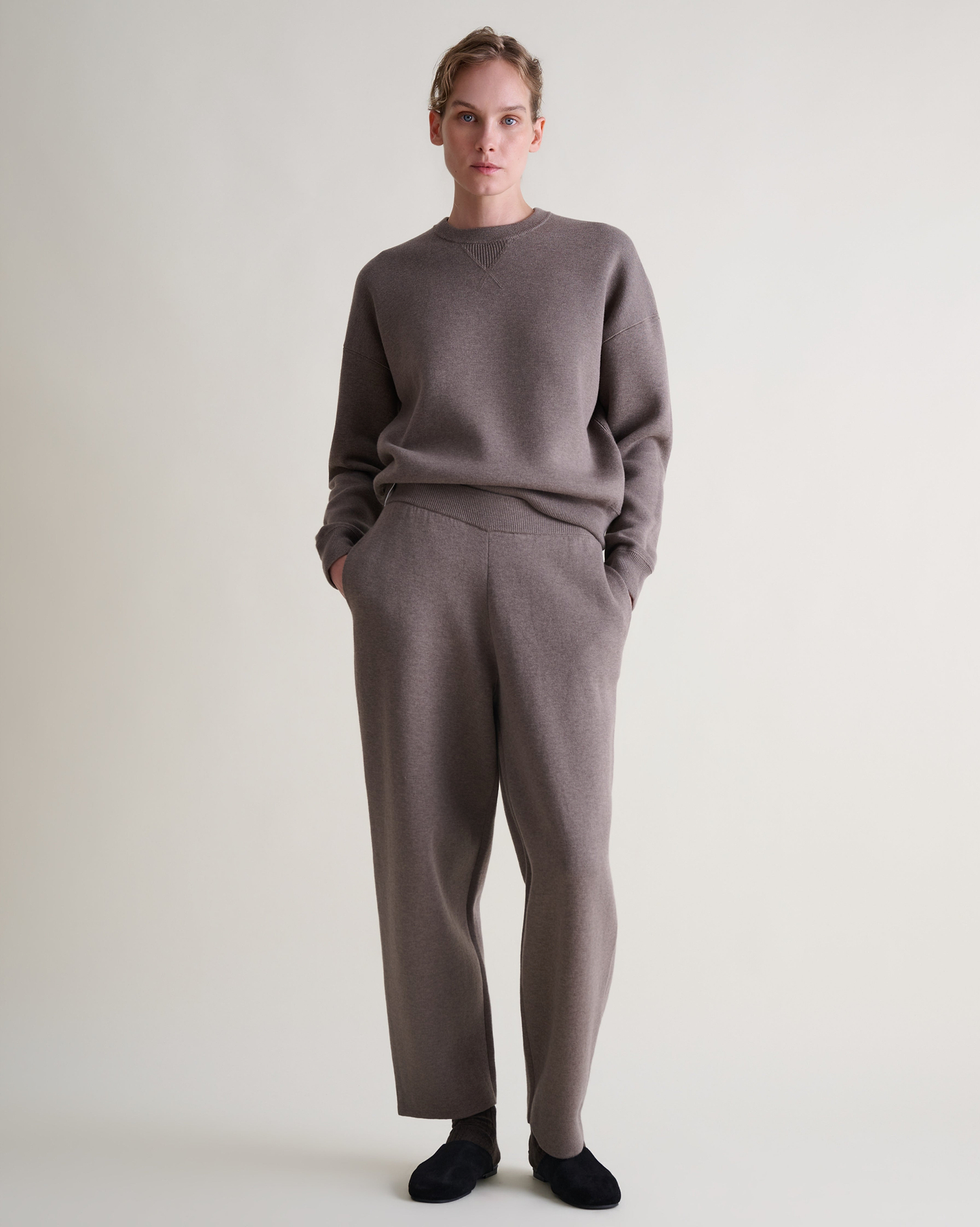 Women's Merino Cotton Reversible Sweatshirt - Mole/Walnut