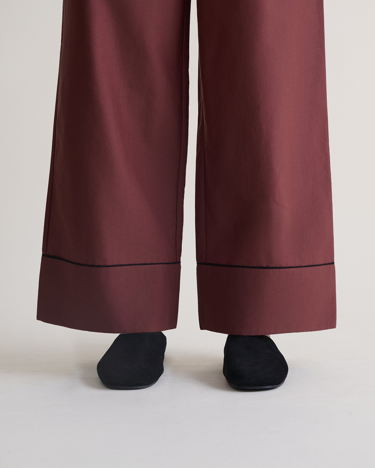 Women's Silk Cotton Pyjama Set - Umber/Black