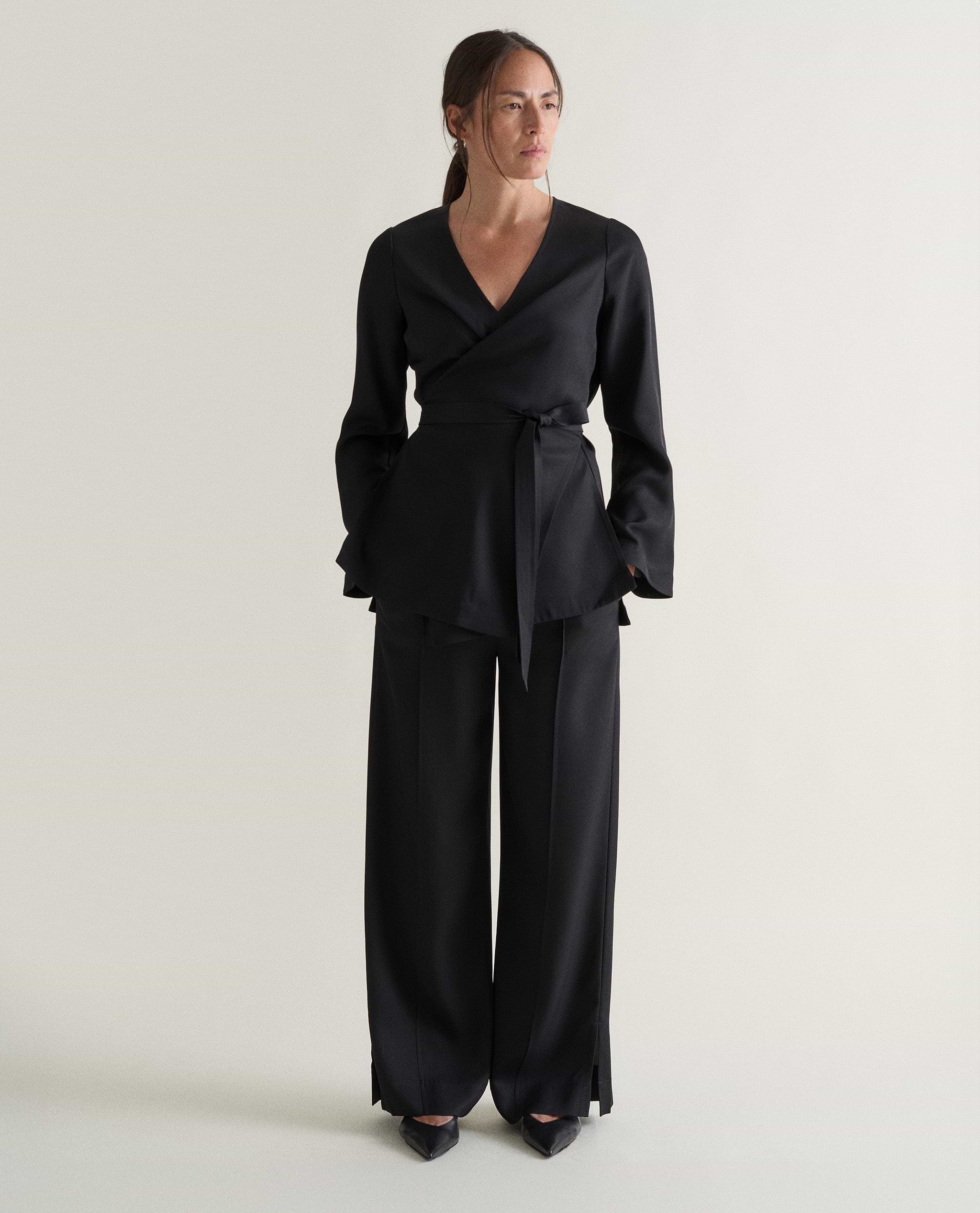 Women's NAIA™ Draped Wrap Top - Black