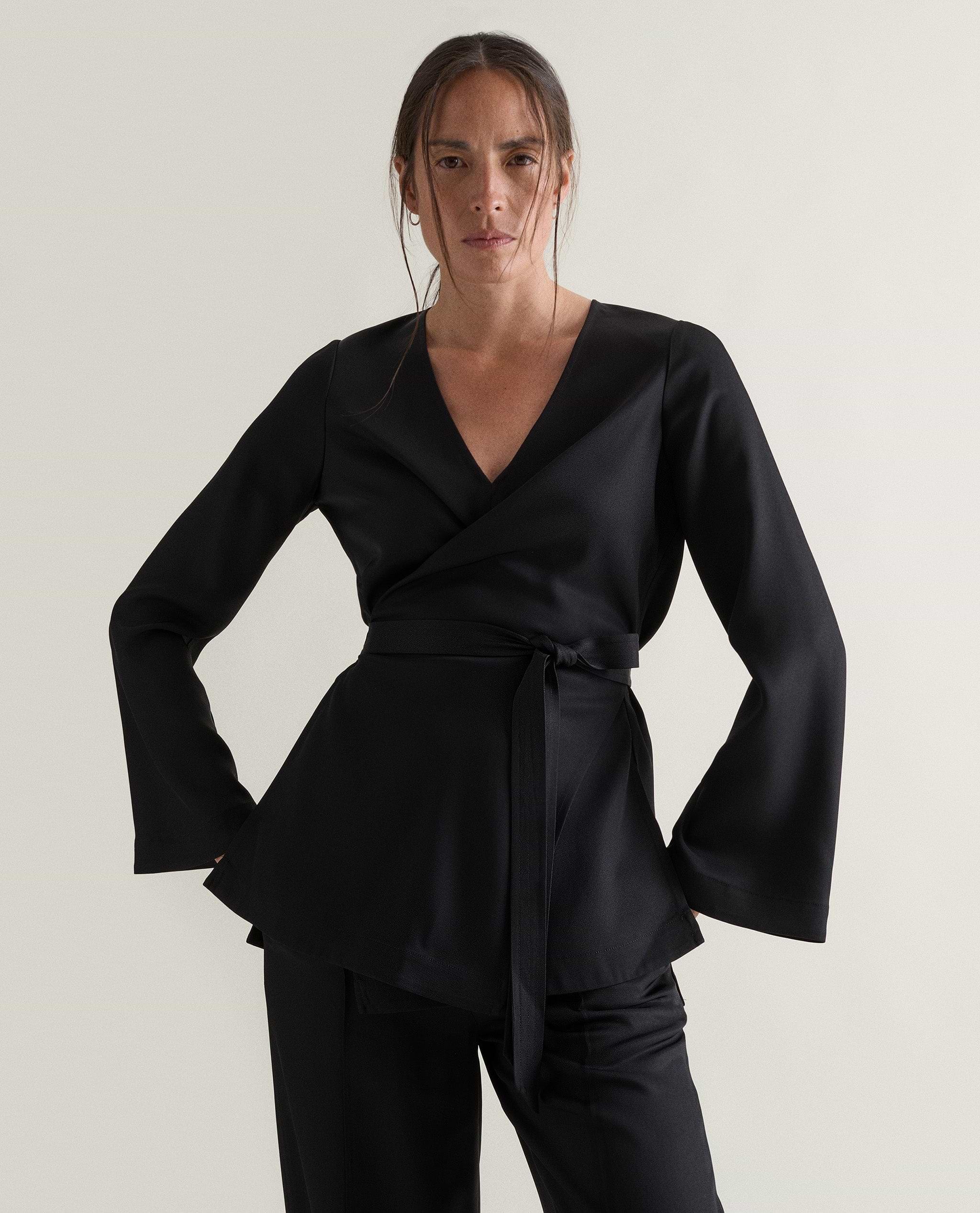 Women's NAIA™ Draped Wrap Top - Black