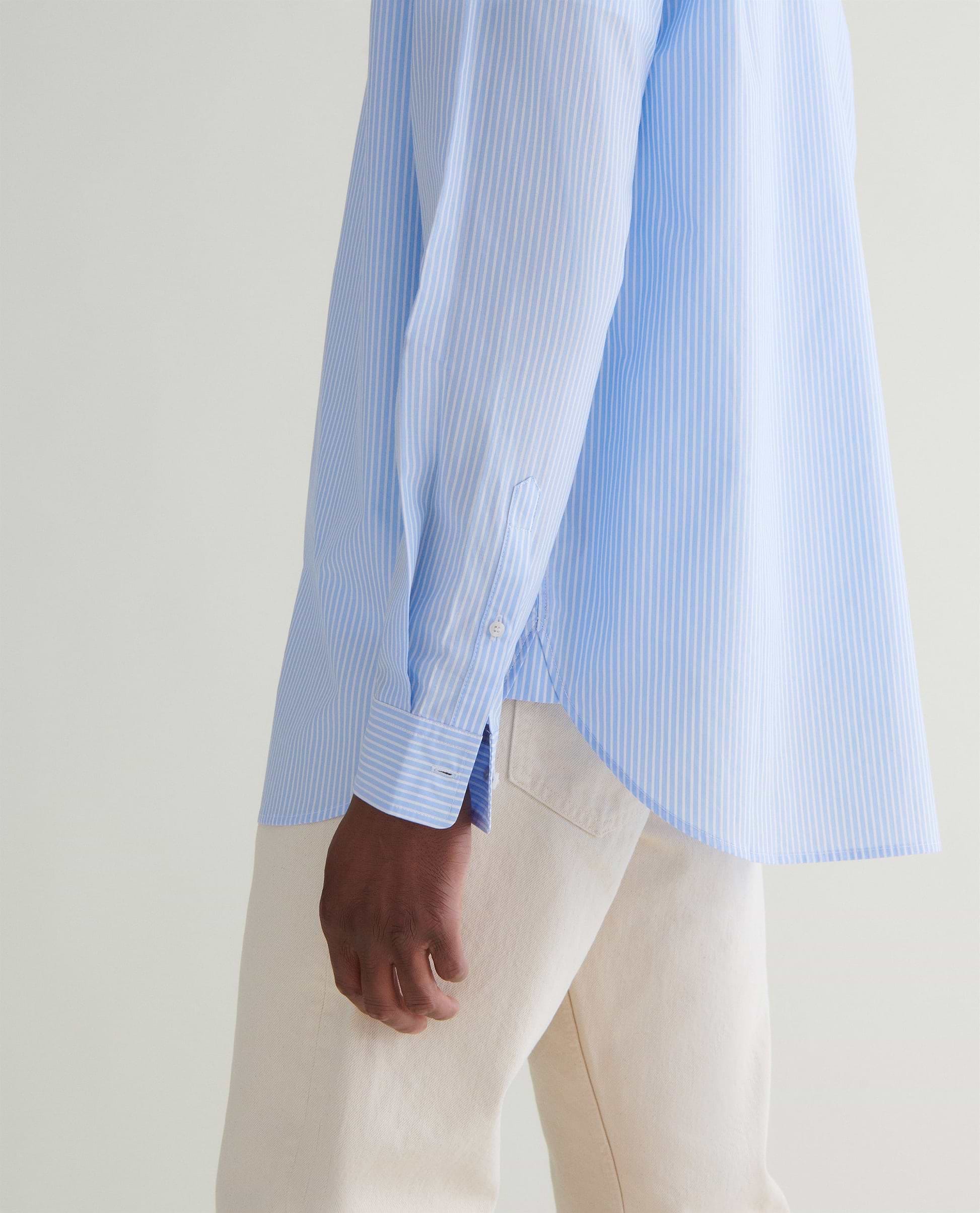 Men's Organic Cotton Poplin Shirt - Light Blue Stripe