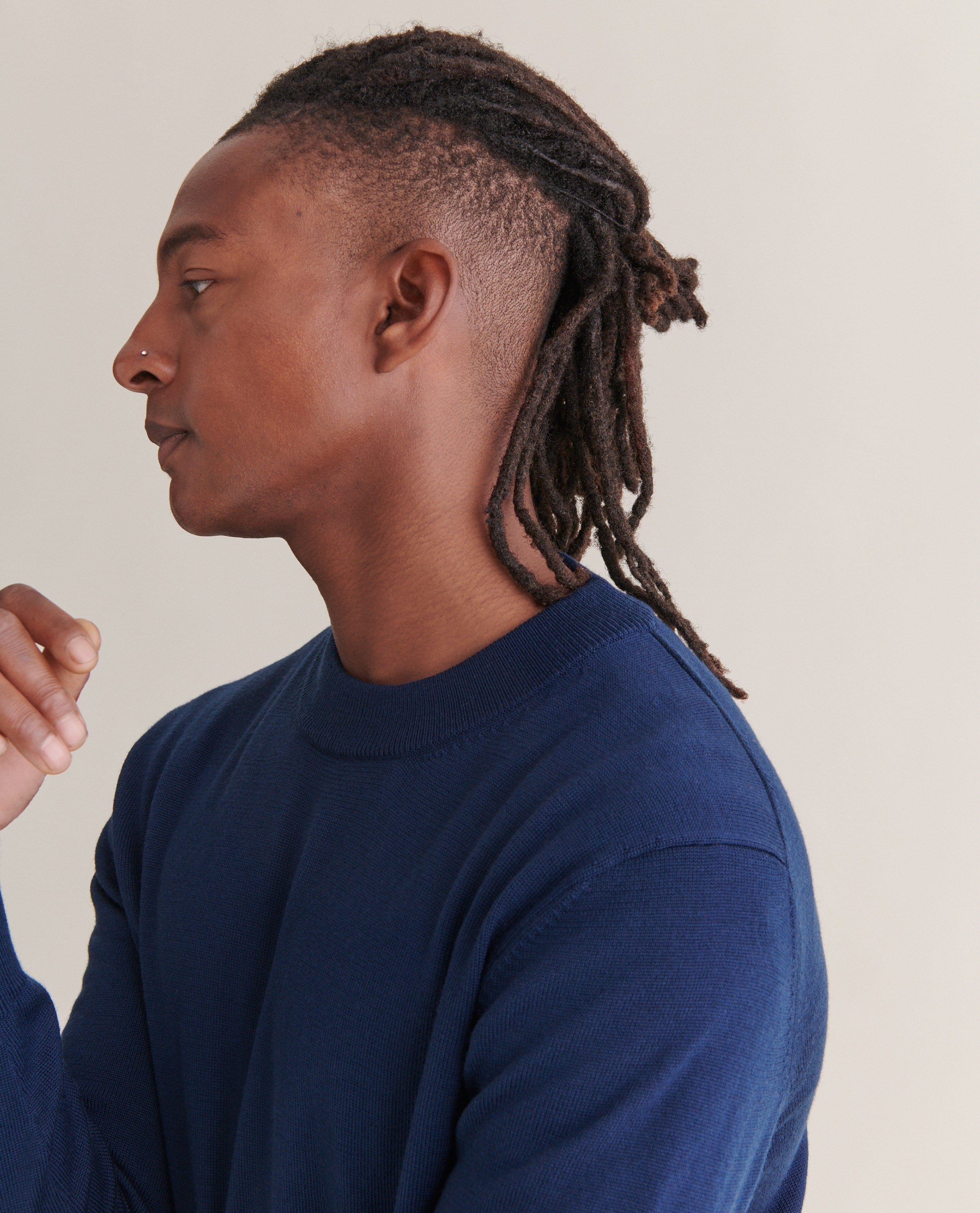 Men's Merino Mid-Weight Crew Neck Jumper - Navy
