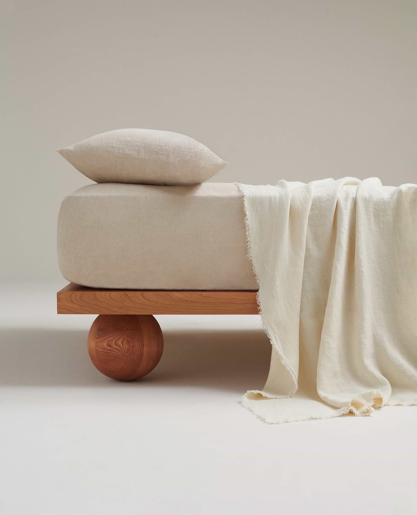 European Flax Linen Large Throw - Alabaster