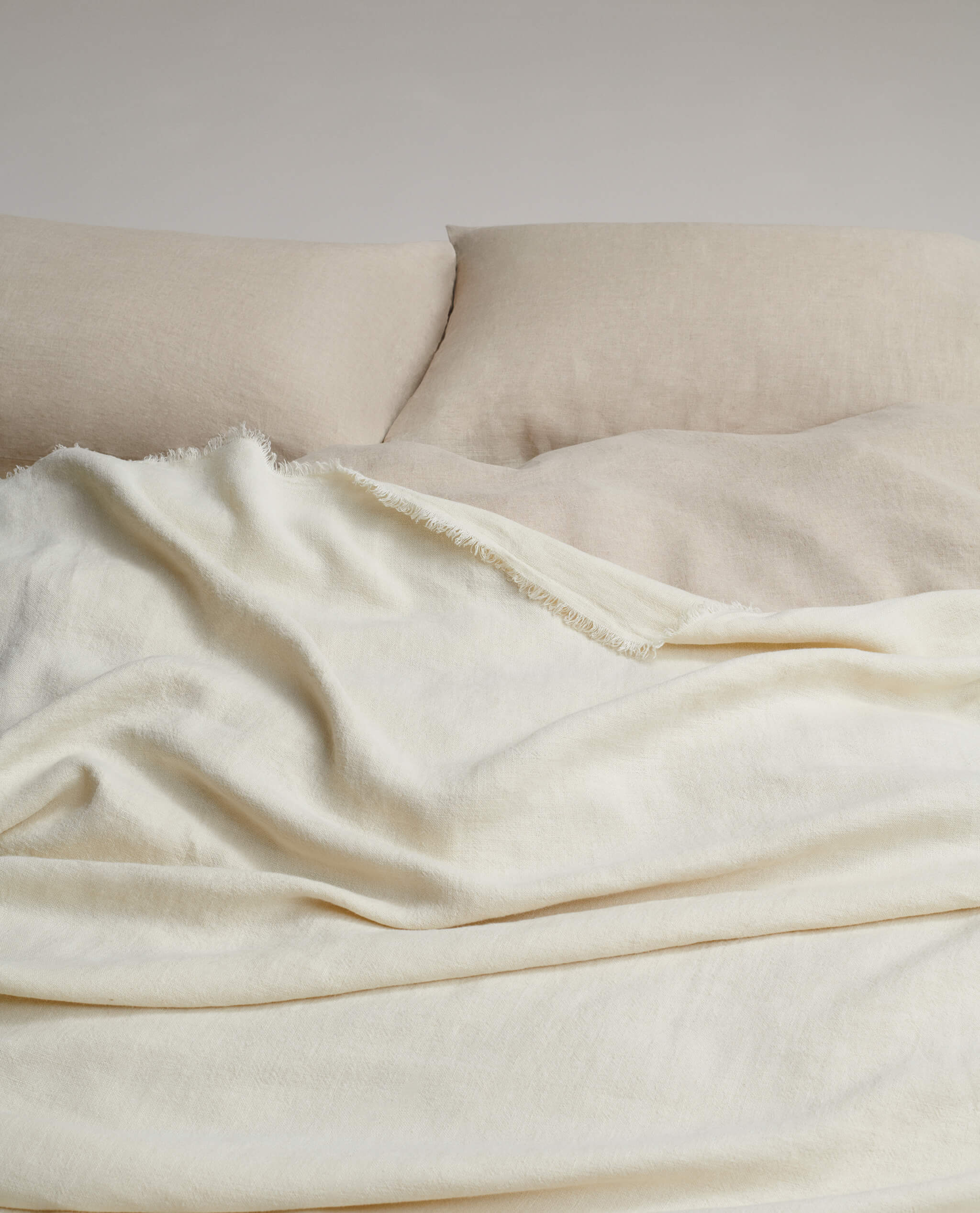 European Flax Linen Large Throw - Alabaster