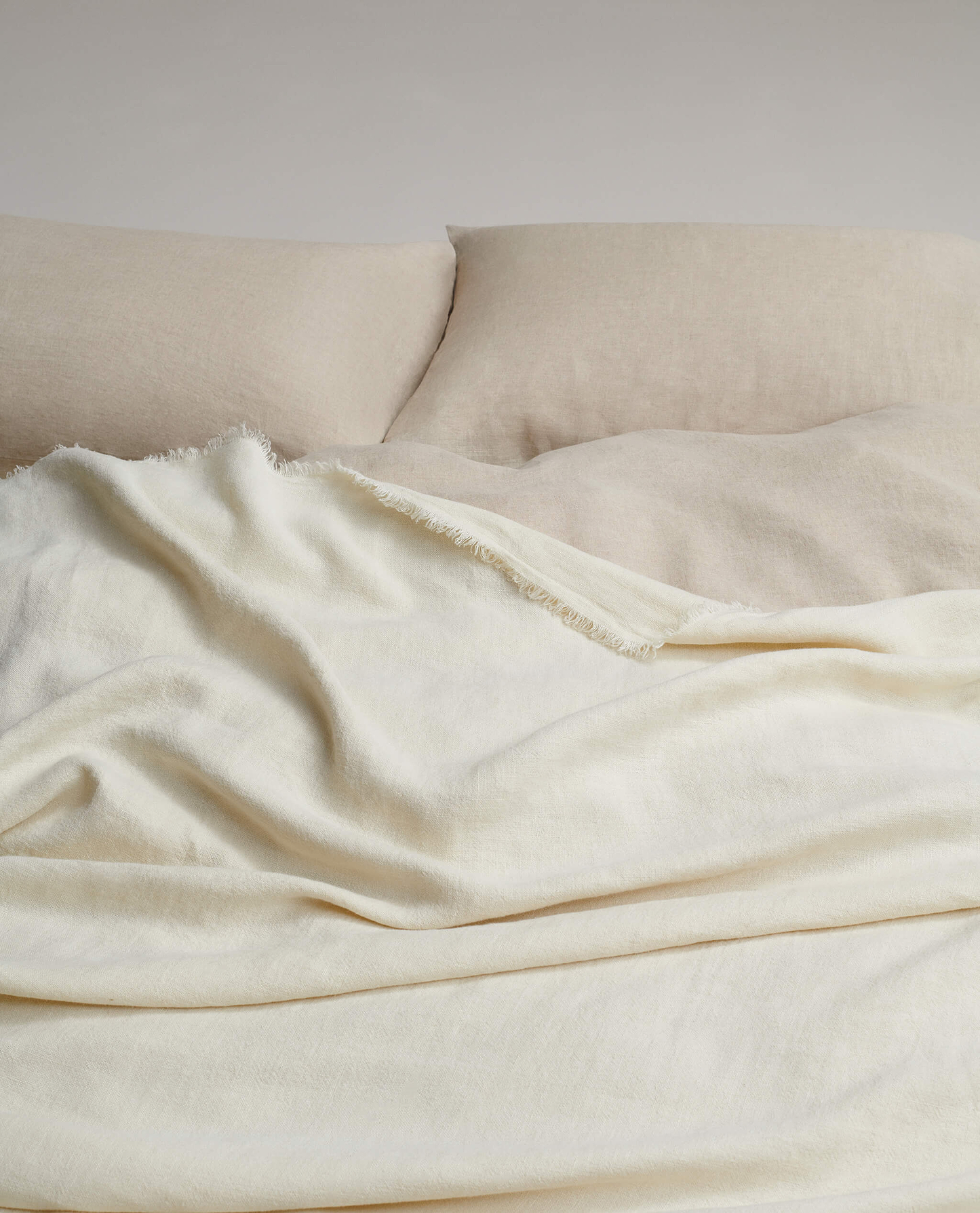 European Flax Linen Large Throw - Alabaster