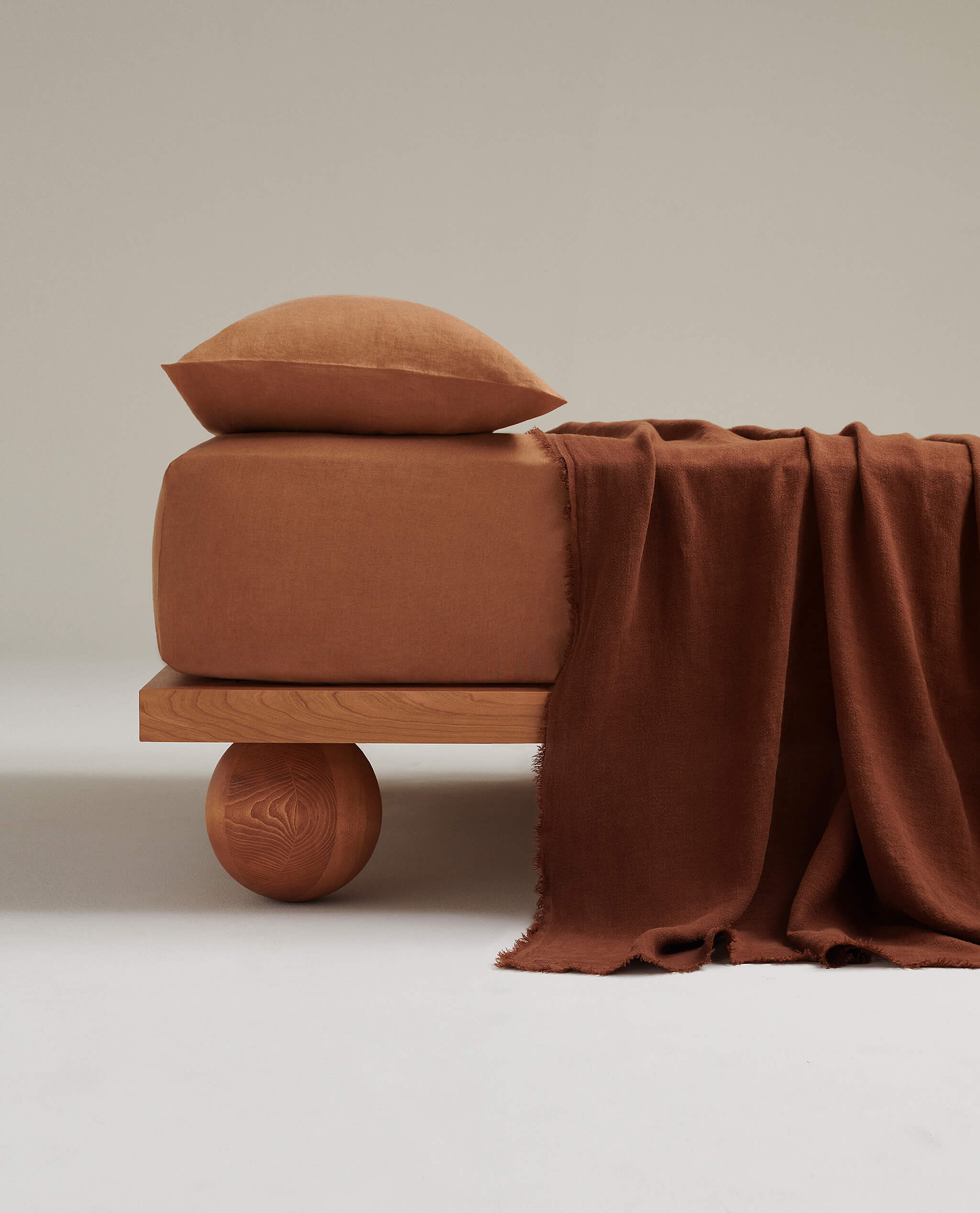 European Flax Linen Large Throw - Chestnut