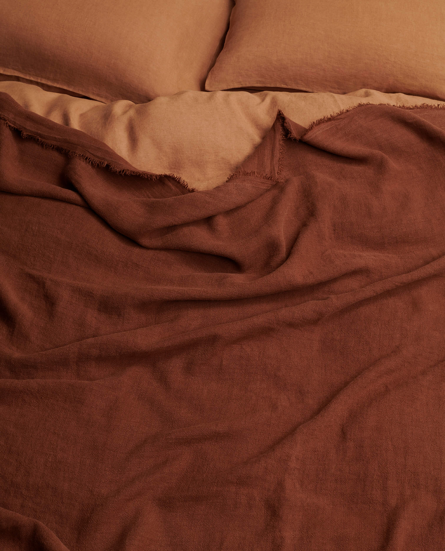 European Flax Linen Large Throw - Chestnut
