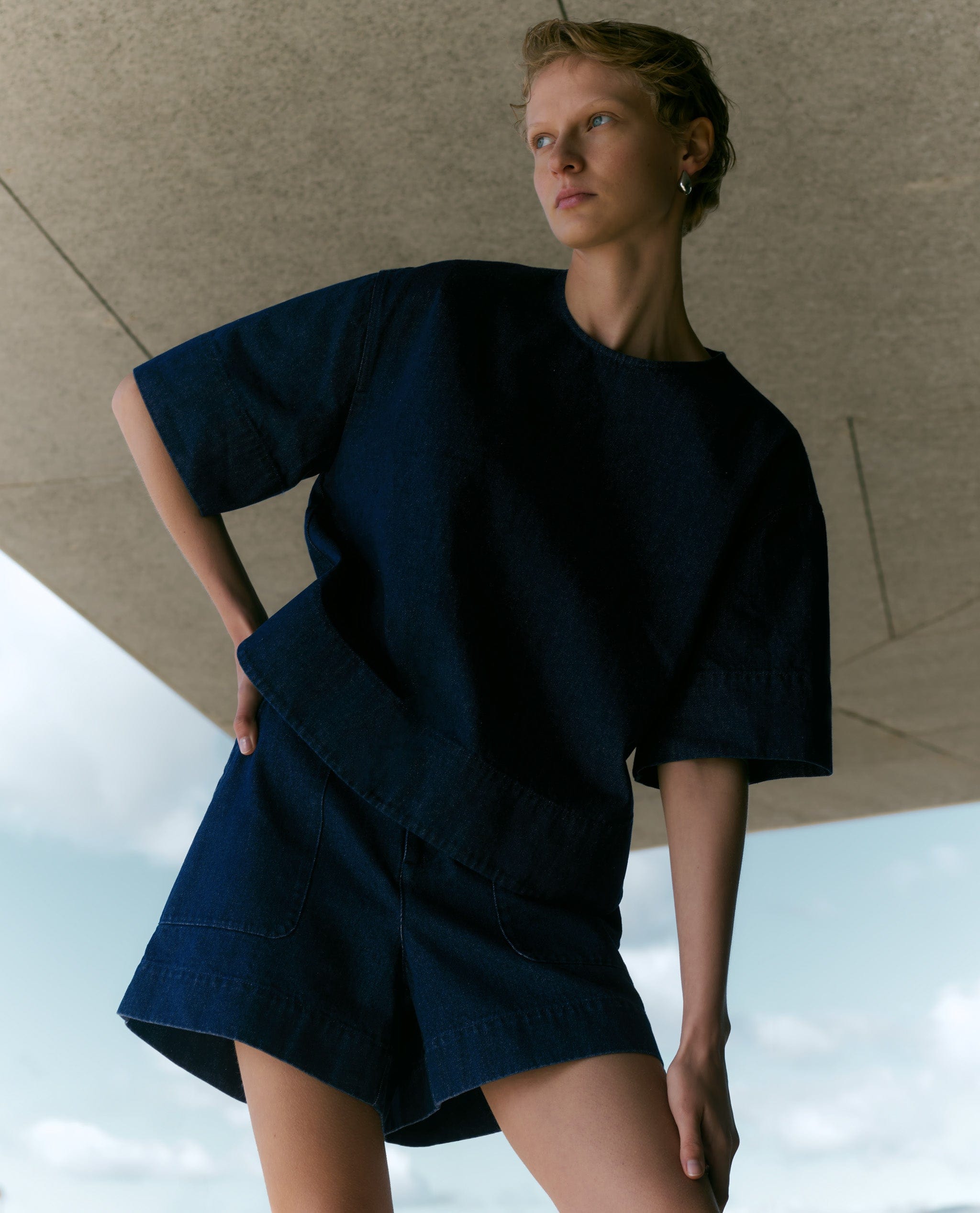 Women's Organic Denim Boxy T-shirt - Indigo
