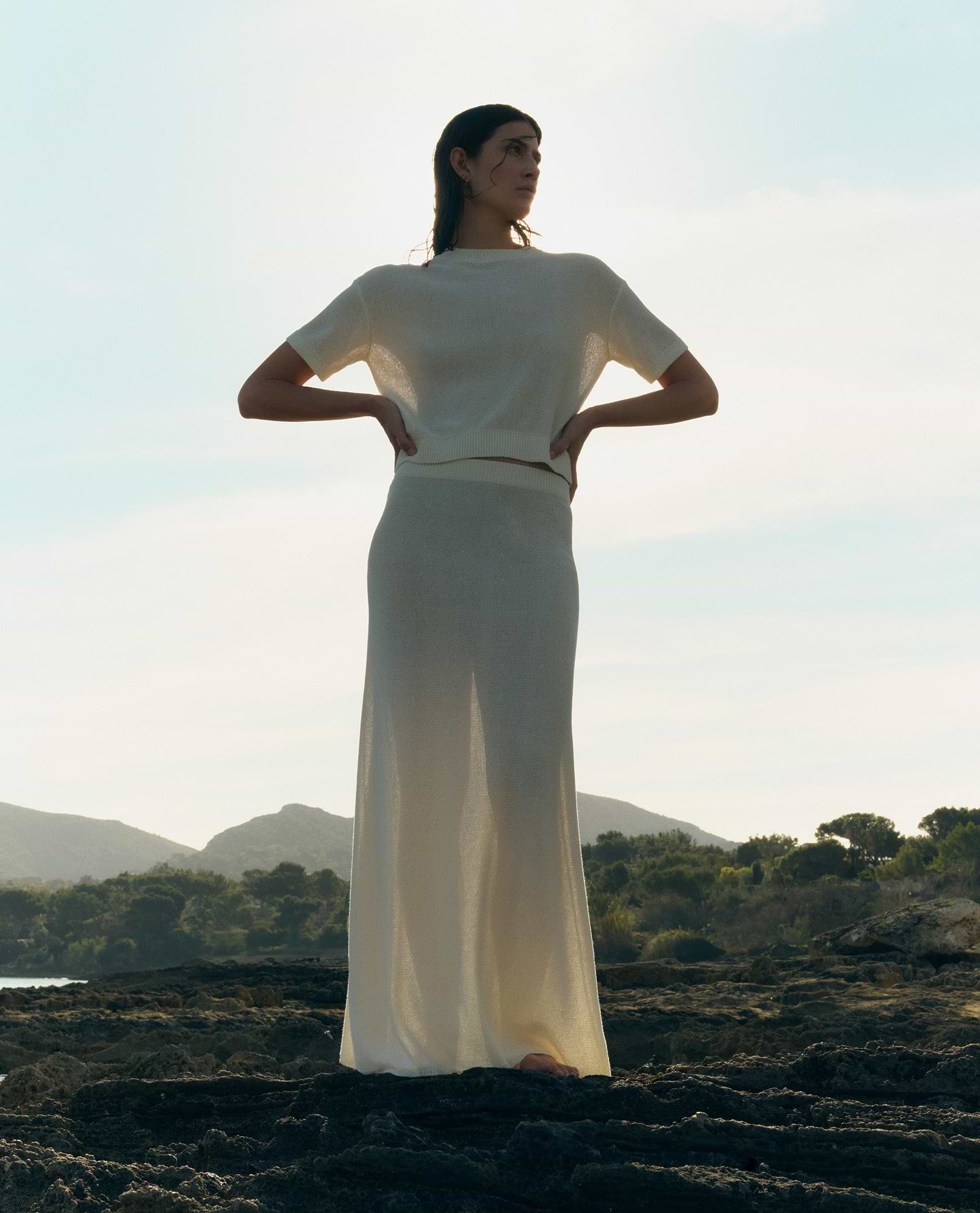 Women's Paper Yarn Knit Skirt - Parchment