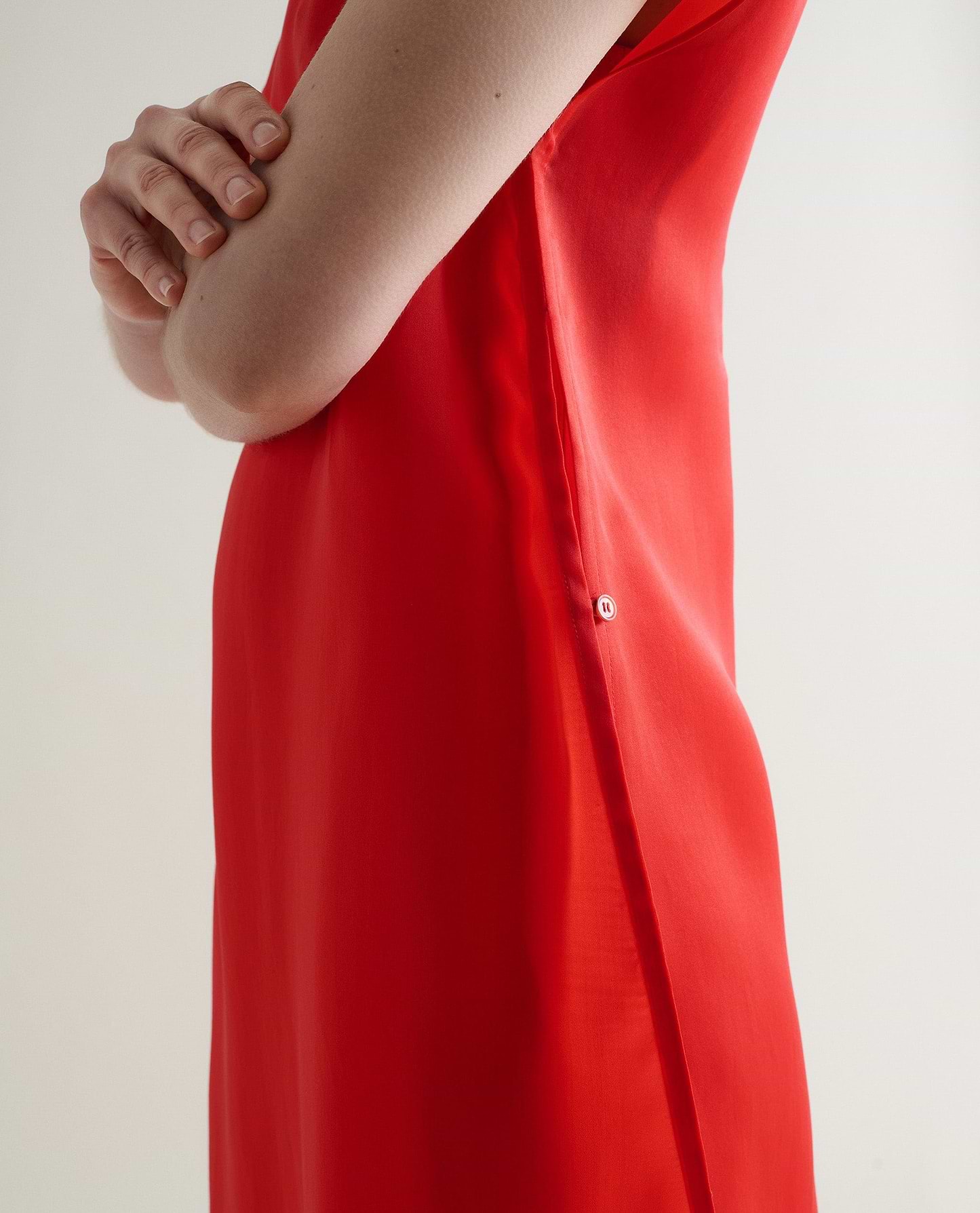 Women's Silk Organza Layered Dress - Red