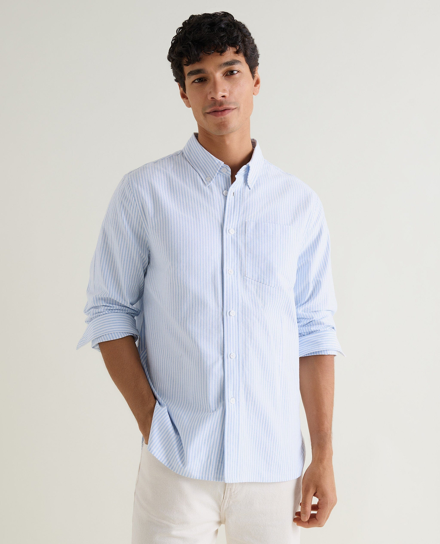 Men's Cotton Oxford Shirt - Blue Stripe