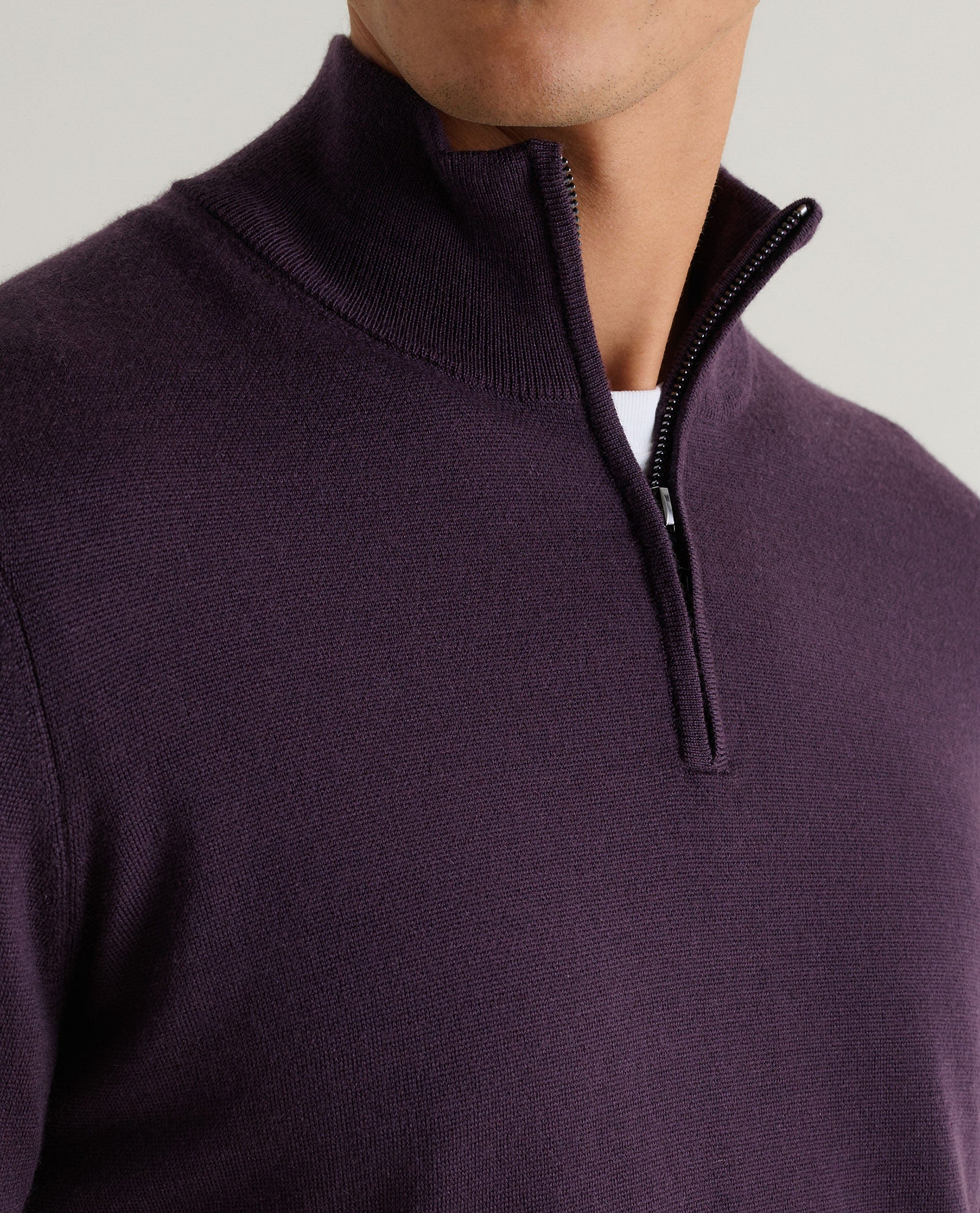 Men's Fine Merino 1/4 Zip Jumper - Umber
