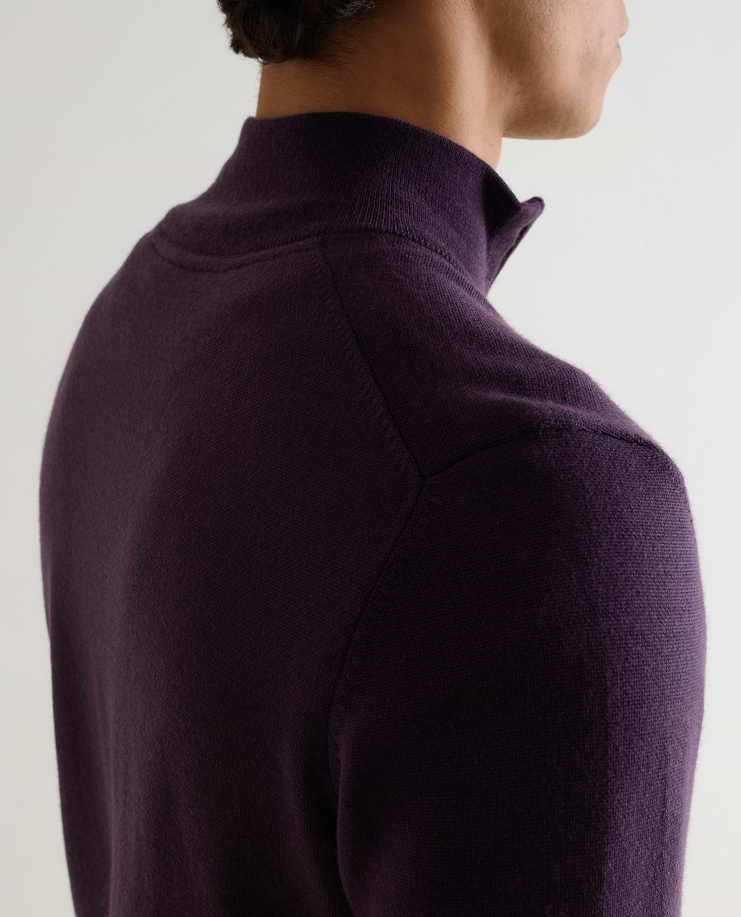 Men's Fine Merino 1/4 Zip Jumper - Umber