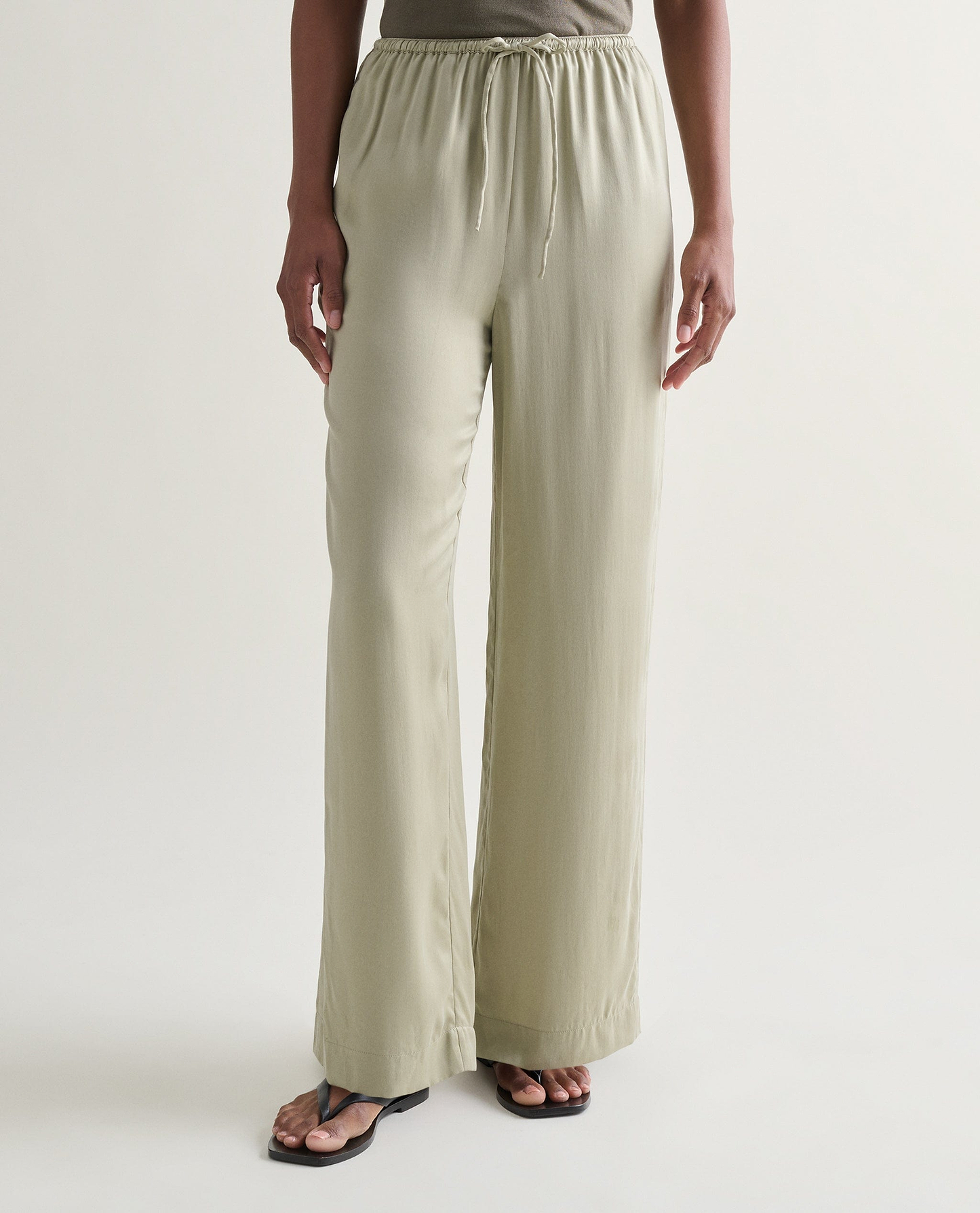 Women's Easy-Sandwashed Silk Wide Leg Trouser - Dried Sage