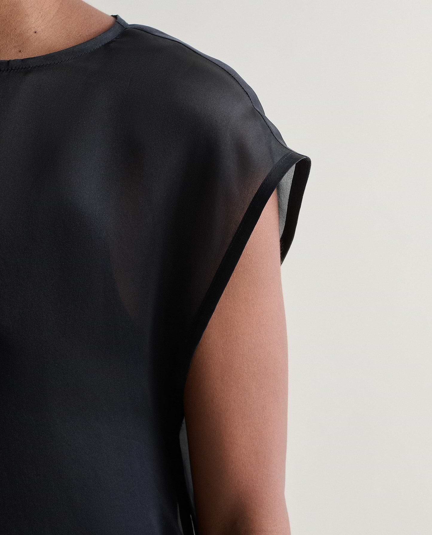 Women's Silk Organza Layered Dress - Black