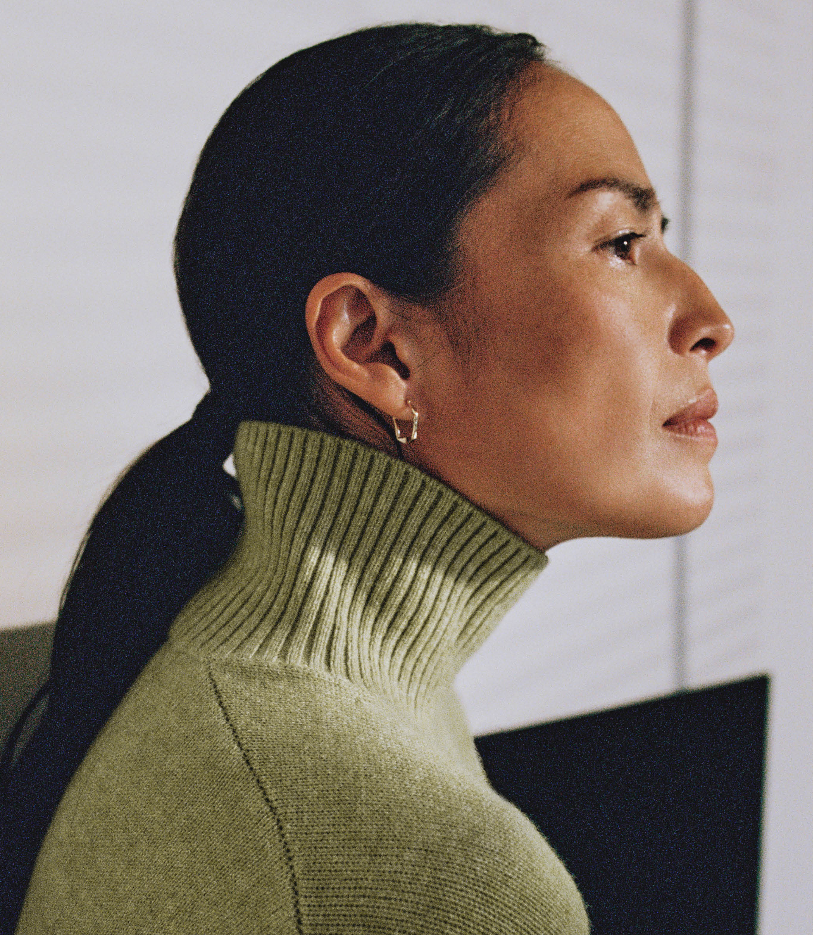 Women's Cashmere Merino High Neck Jumper - Lichen
