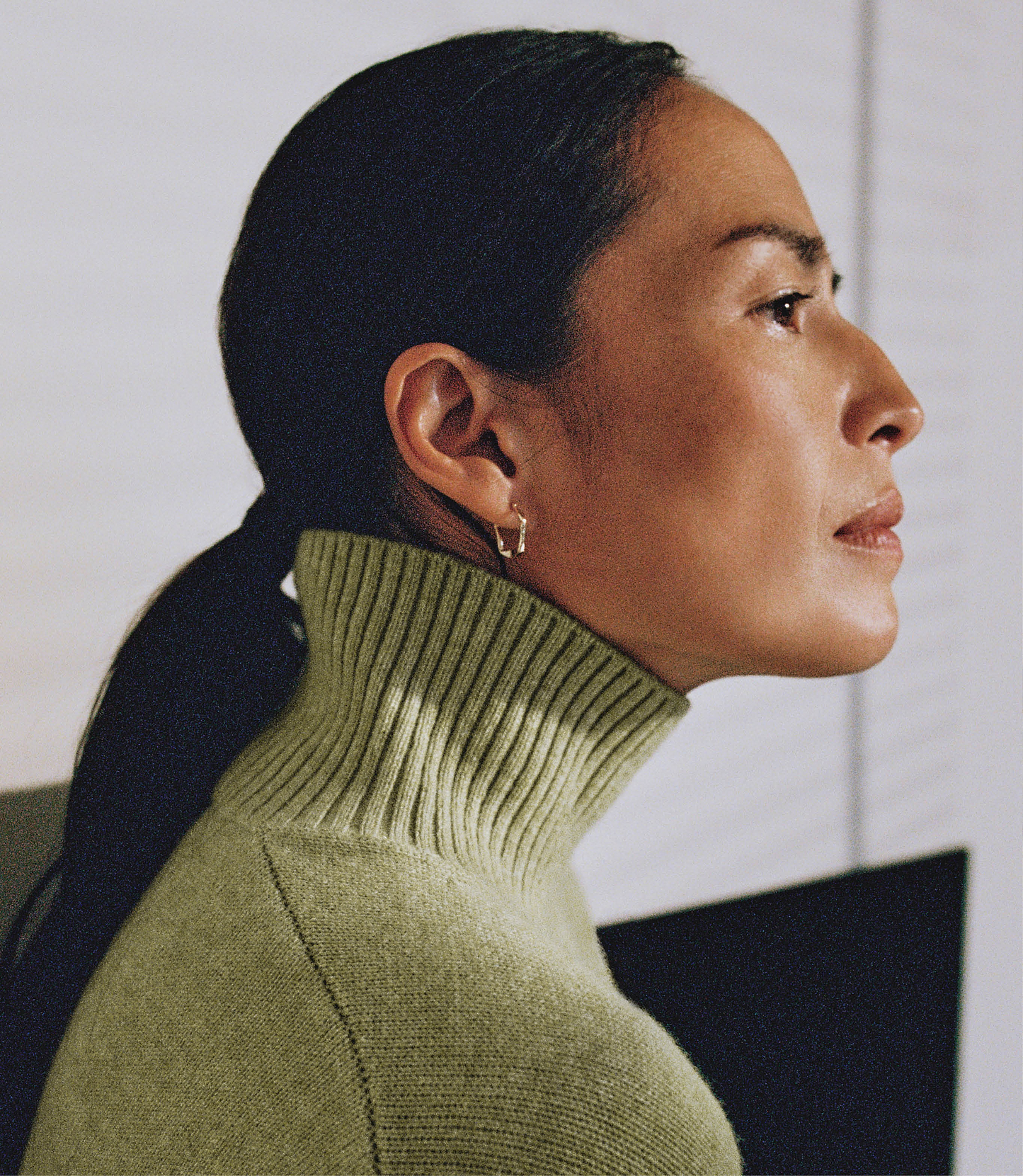 Women's Cashmere Merino High Neck Jumper - Lichen