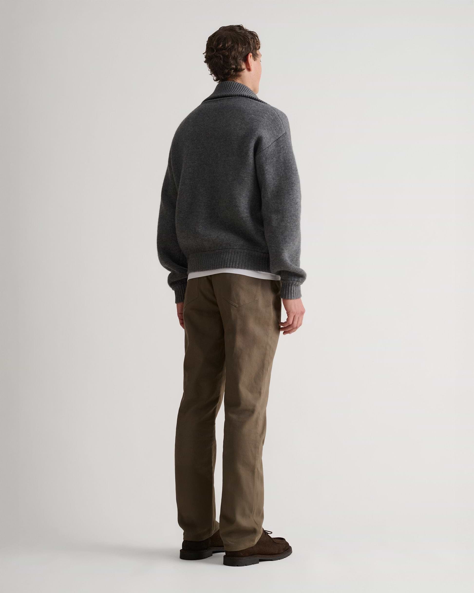 Men's Cashmere Merino Buttoned Cardigan - Steel
