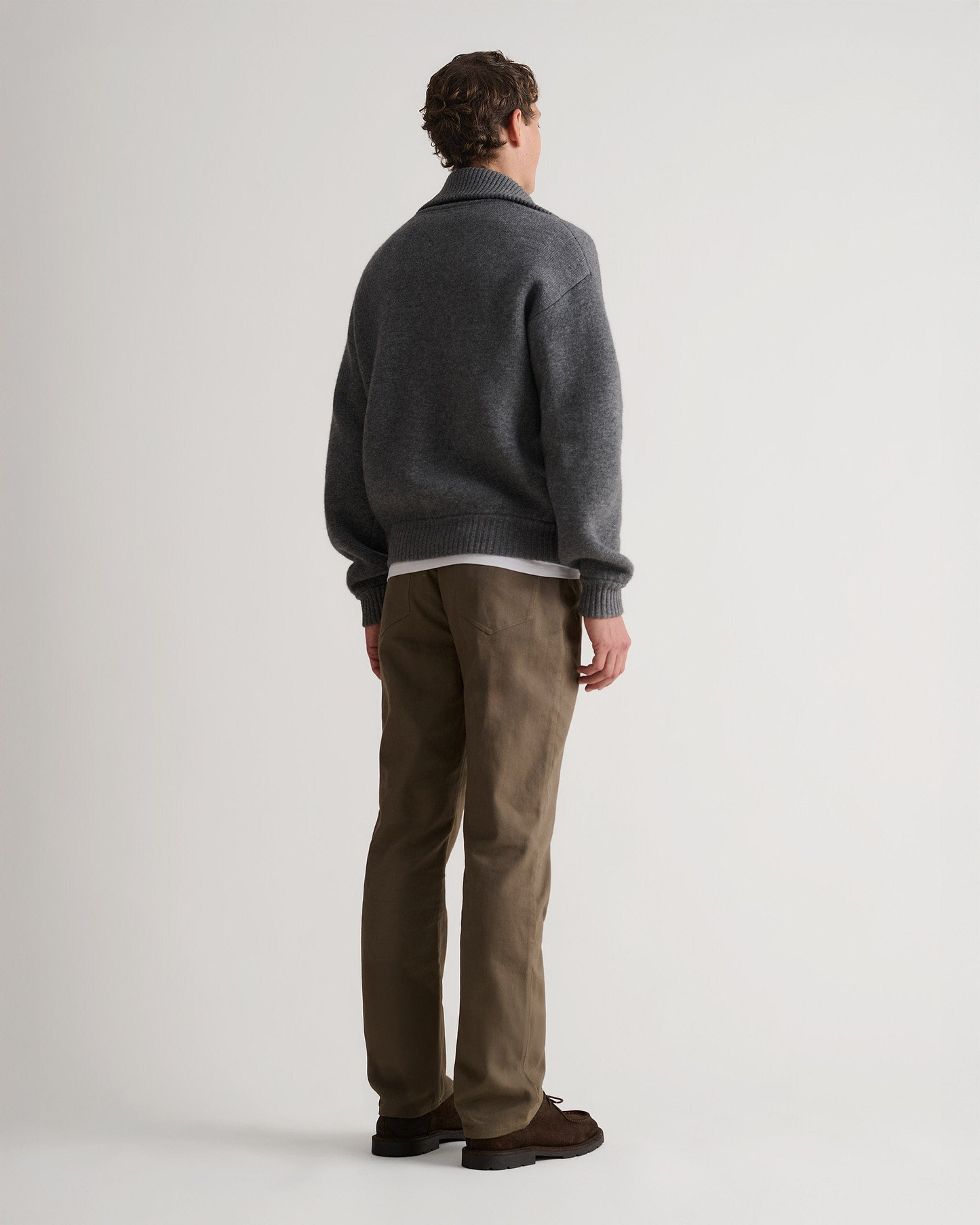 Men's Cashmere Merino Buttoned Cardigan - Steel